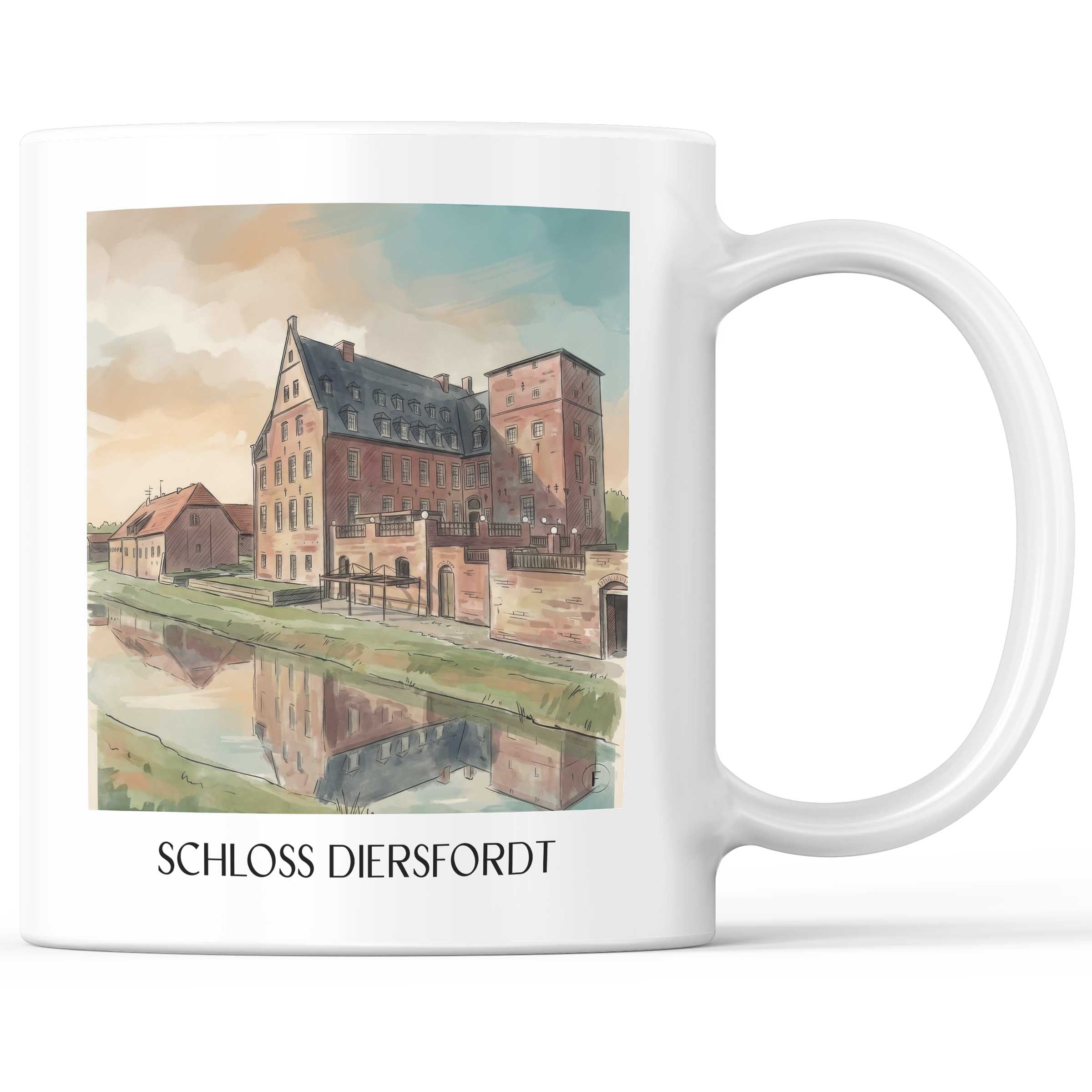 schloss-diersfordt-wesel-deutschland-kaffeebecher-aquarell