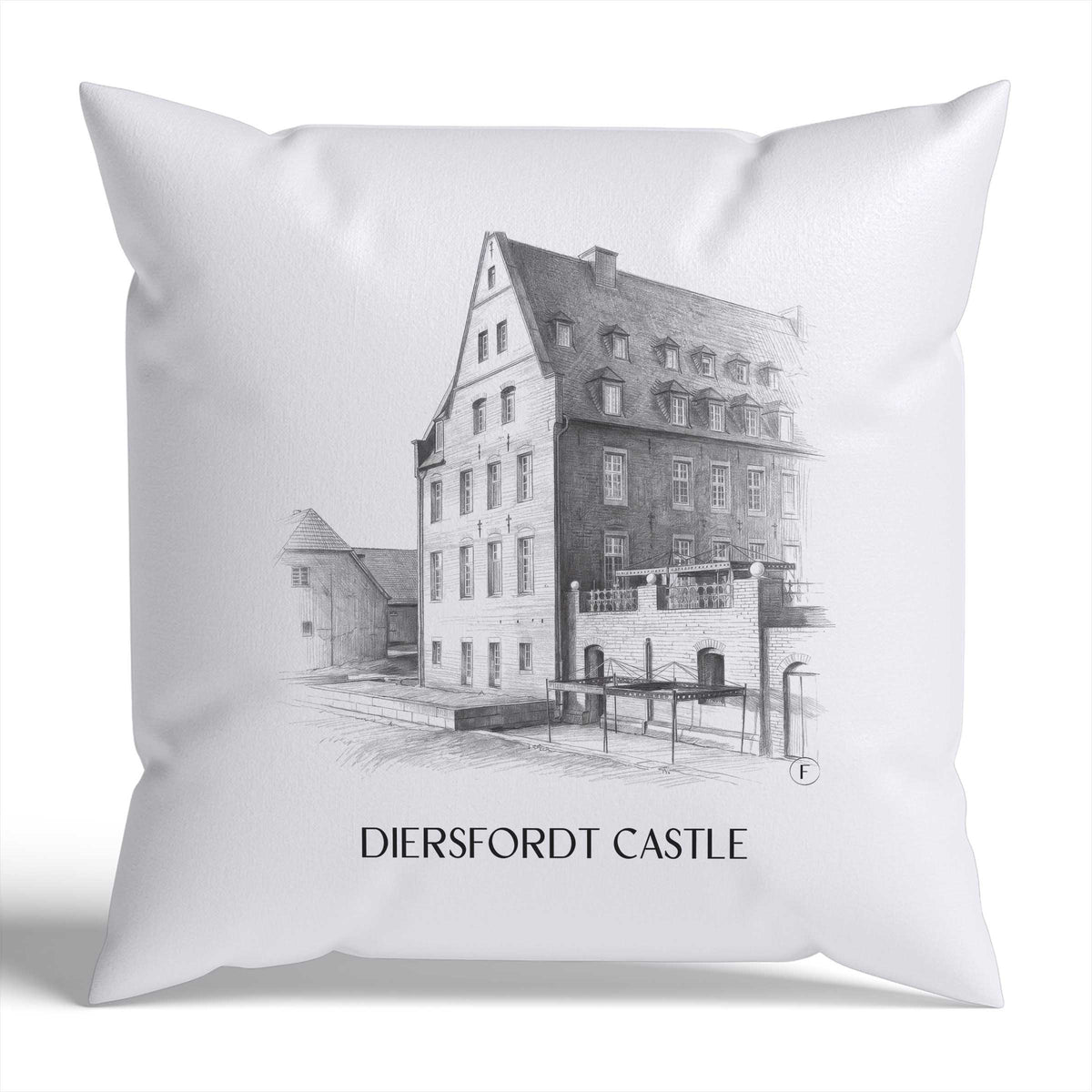 Schloss Diersfordt Kissenhülle - Zierkissen Bezug - Wesel - Deutschland Kissen bzw. Kissenbezug im Zeichnung Stil - favplace