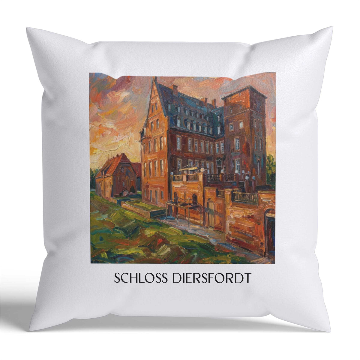 schloss-diersfordt-wesel-deutschland-kissenbezug-oil-painting-oelgemaelde