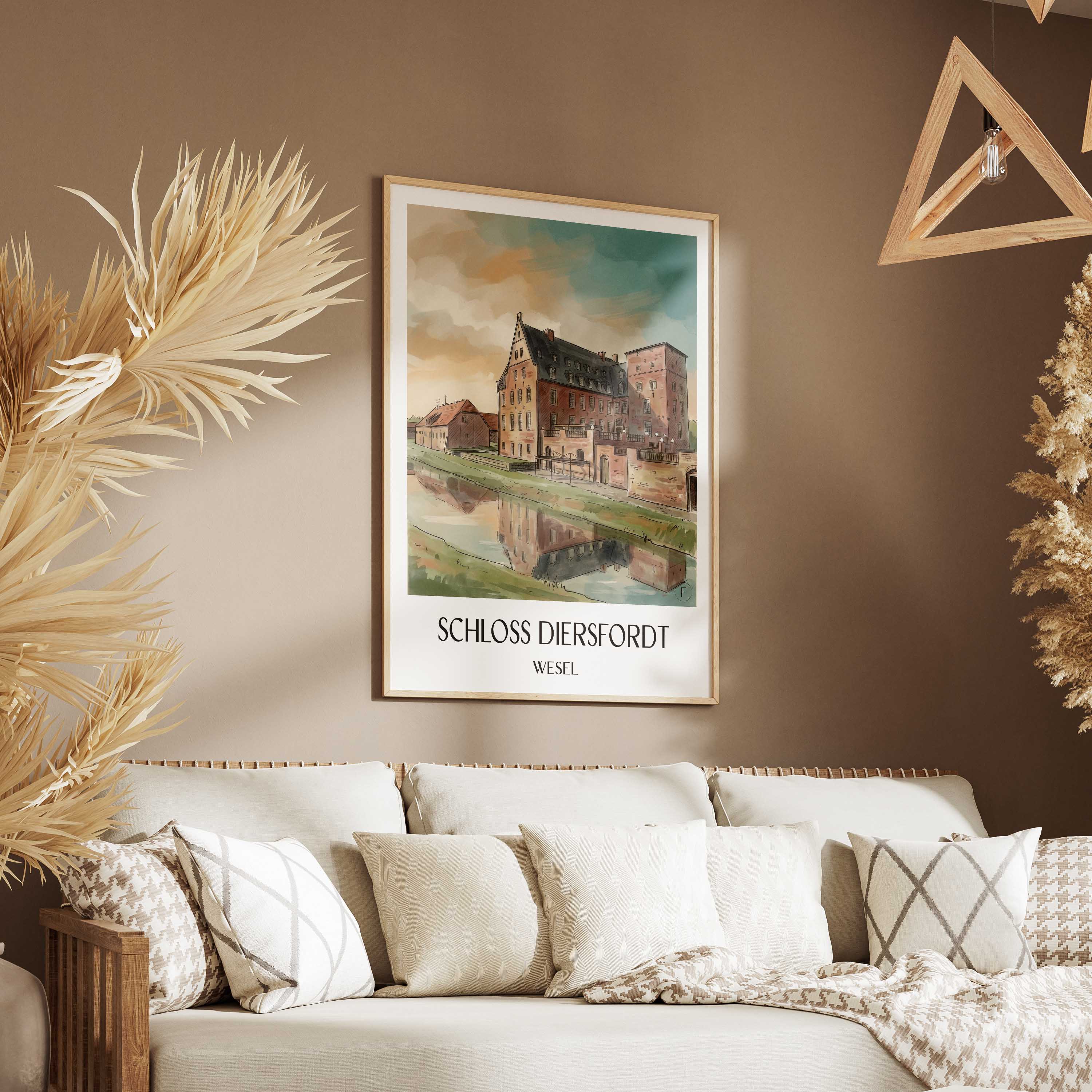 schloss-diersfordt-wesel-deutschland-poster-aquarell