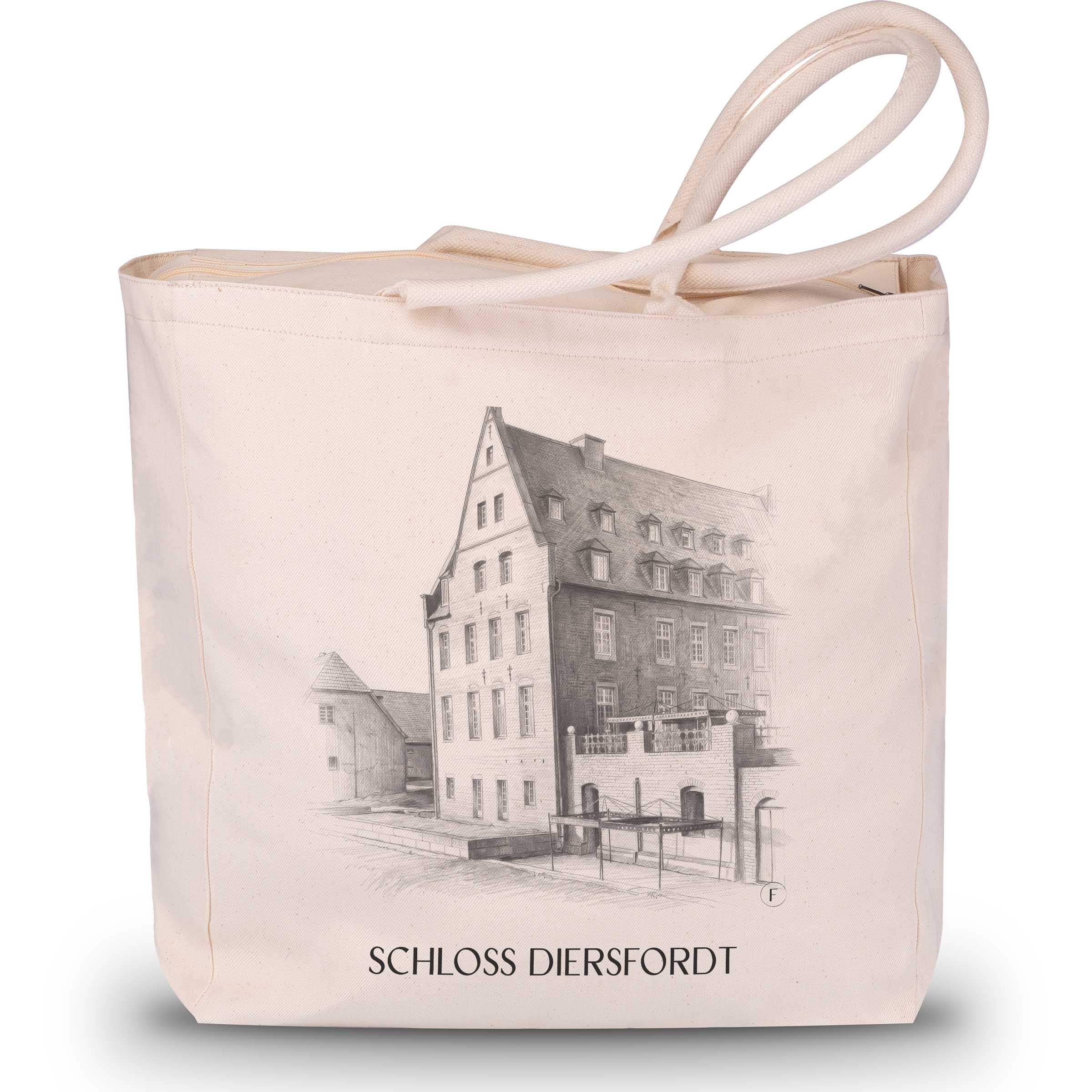schloss-diersfordt-wesel-deutschland-einkaufstasche-bleistift-zeichnung-drawing