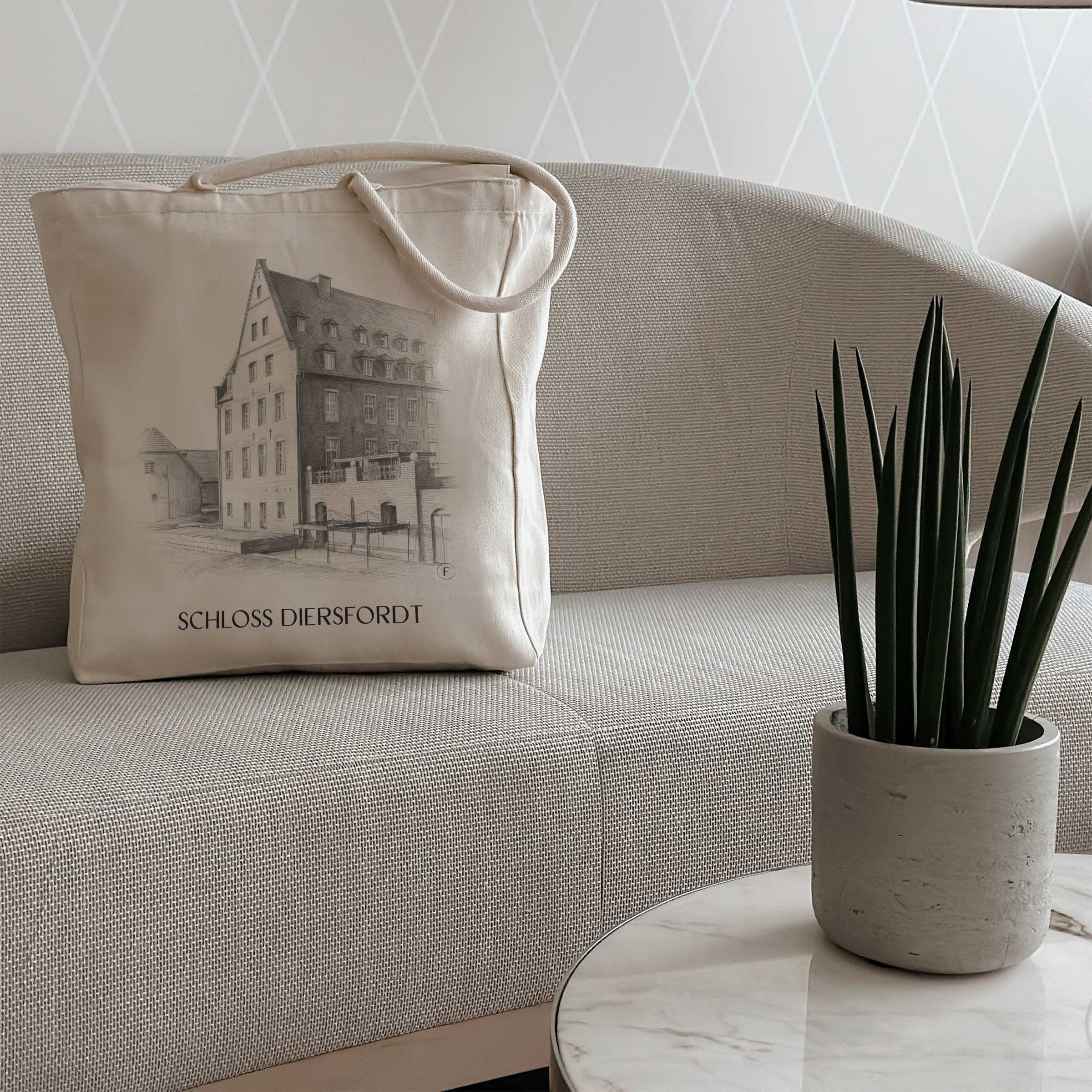 schloss-diersfordt-wesel-deutschland-einkaufstasche-bleistift-zeichnung-drawing