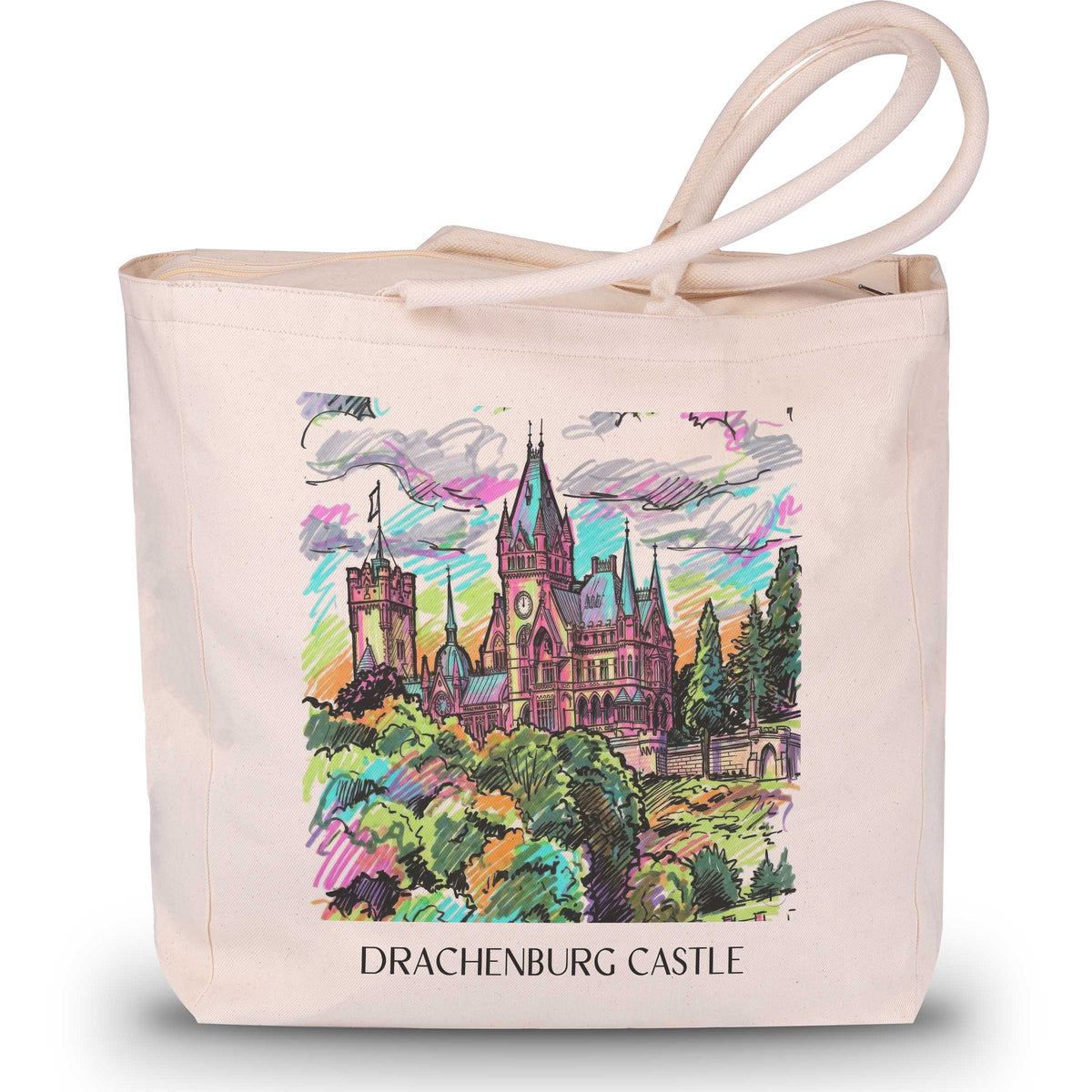 Schloss Drachenburg Shopping Tasche - Königswinter - Deutschland Tote Bag - Einkaufstasche im Tag Graffiti Stil - favplace
