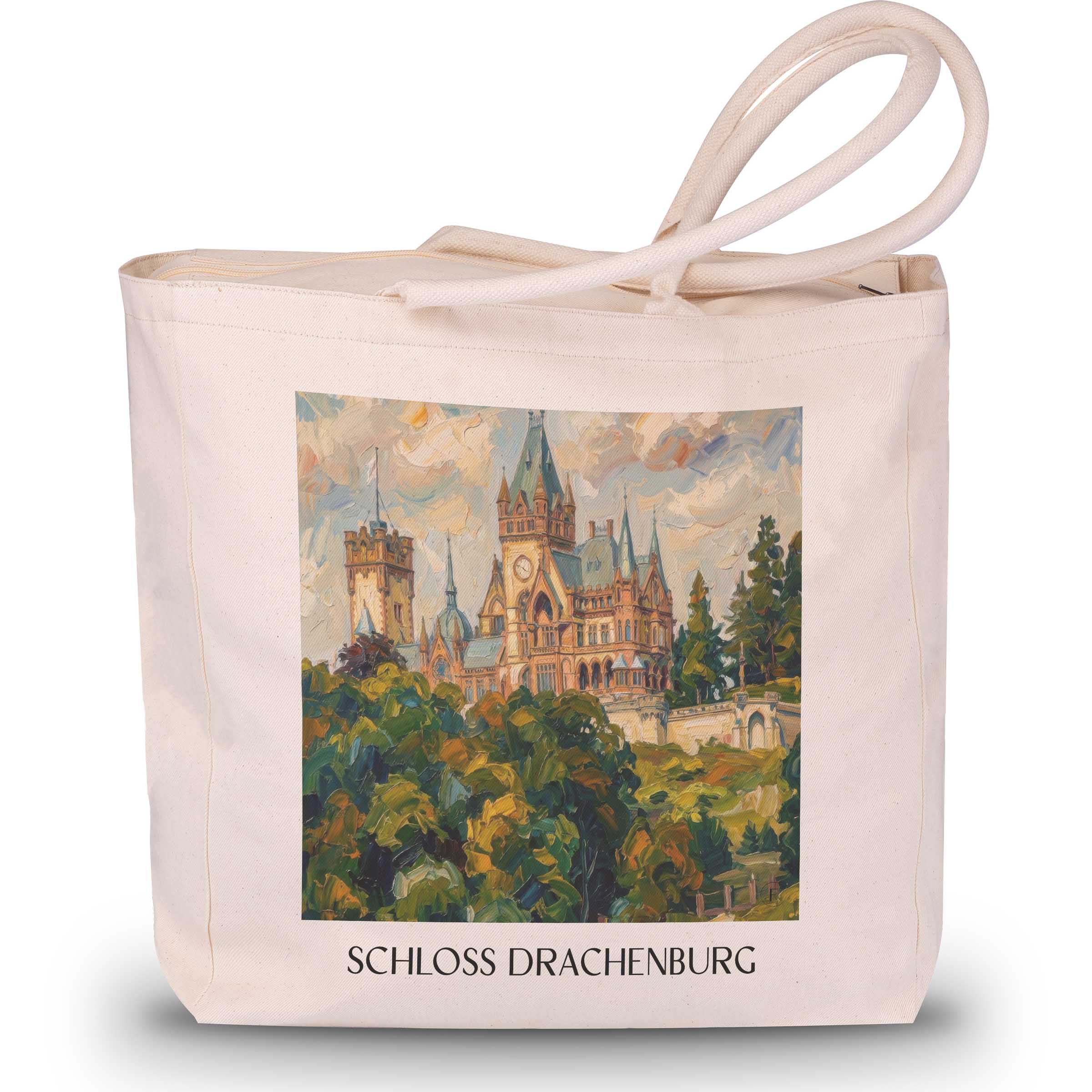 schloss-drachenburg-königswinter-deutschland-einkaufstasche-oil-painting-oelgemaelde