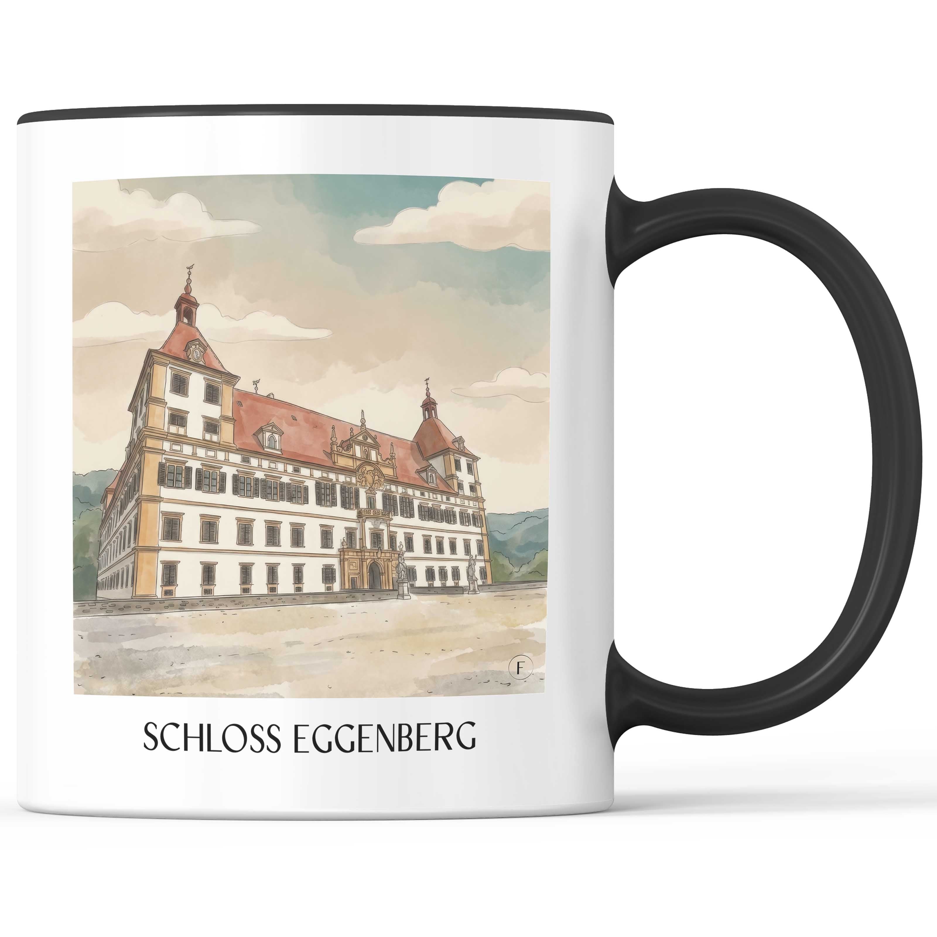schloss-eggenberg-graz-österreich-kaffeebecher-aquarell