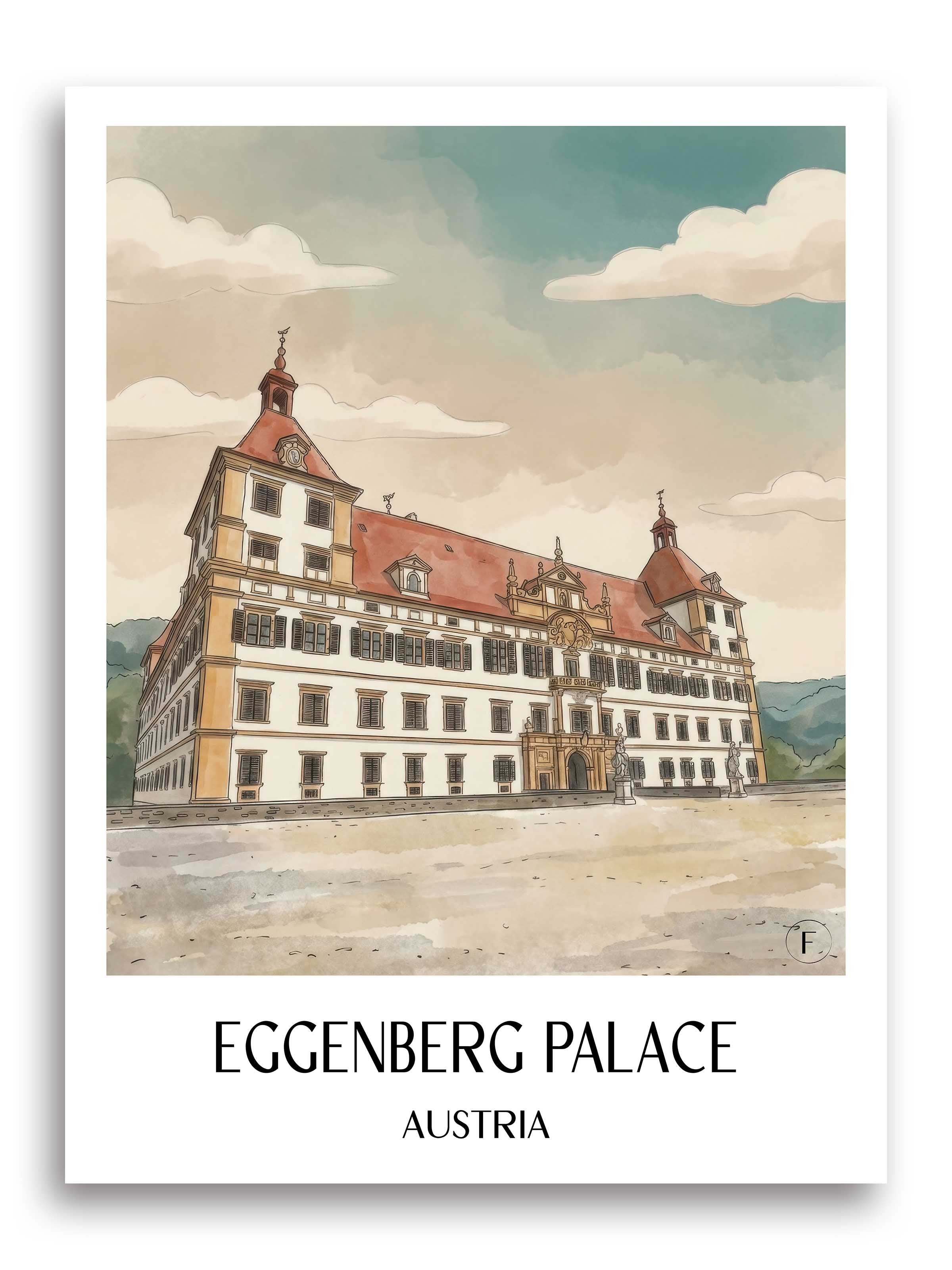 Schloss Eggenberg Poster - Graz - Österreich Kunstdruck - Aquarell von A4 bis A1 - favplace