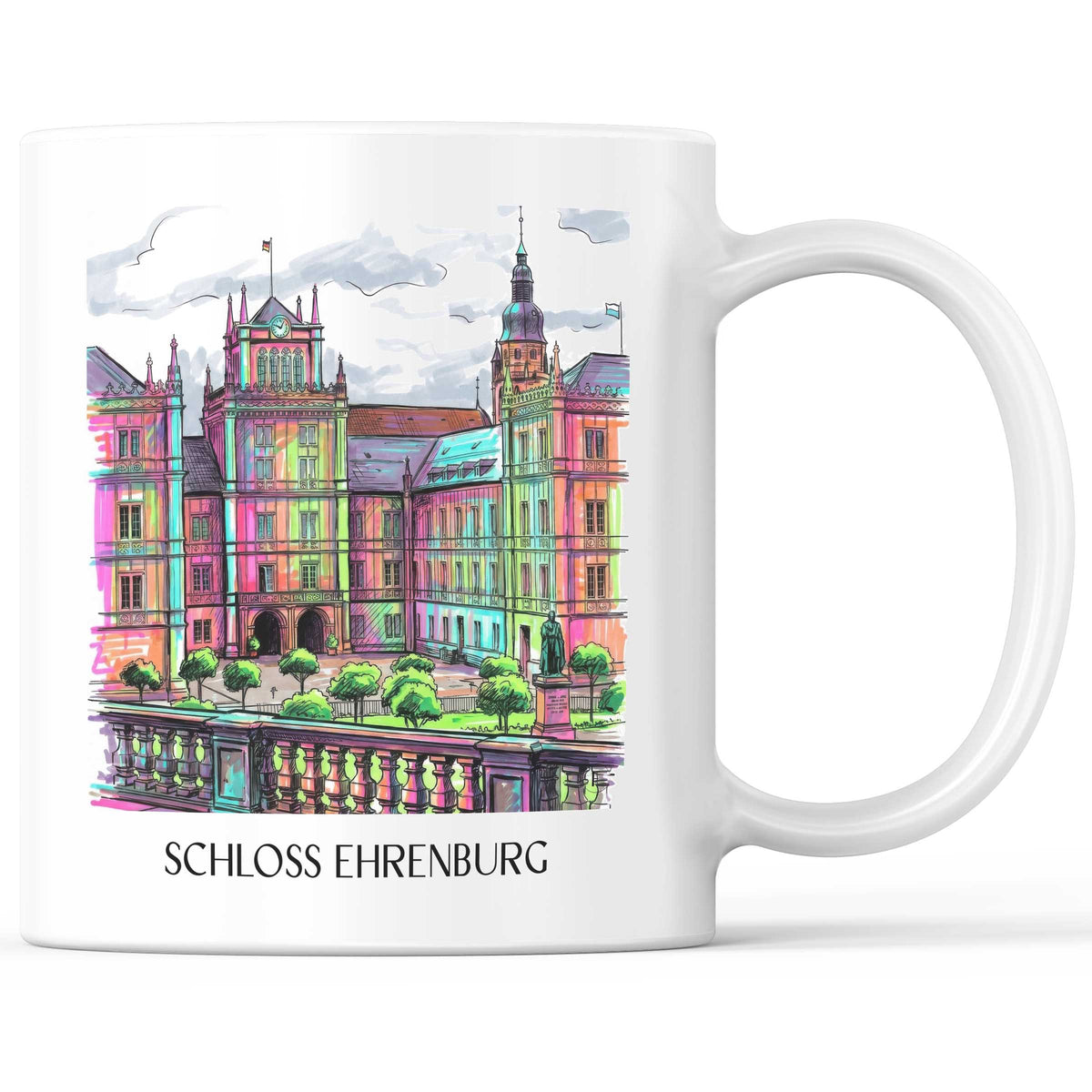 Schloss Ehrenburg Kaffeebecher - Coburg - Deutschland Becher - Kaffeetasse im Tag Graffiti Stil - favplace