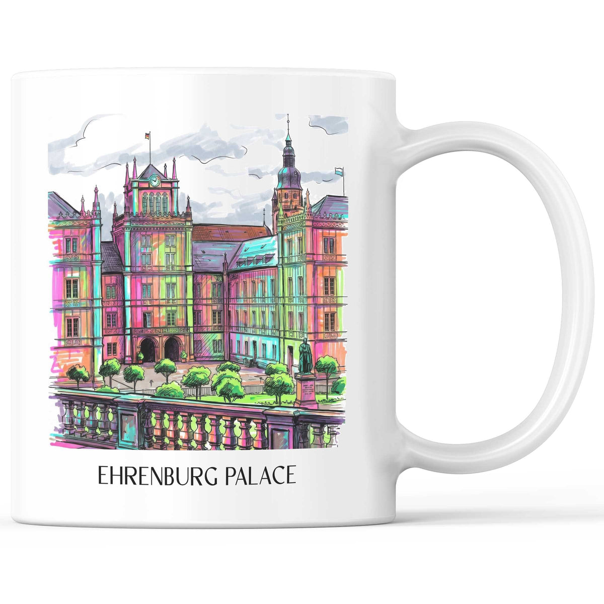 Schloss Ehrenburg Kaffeebecher - Coburg - Deutschland Becher - Kaffeetasse im Tag Graffiti Stil - favplace
