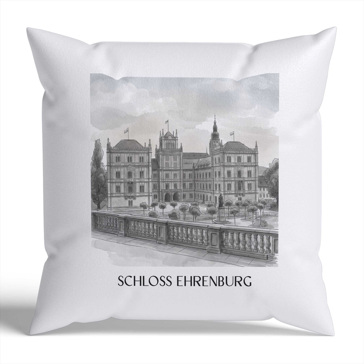 schloss-ehrenburg-coburg-deutschland-kissenbezug-aquarell-schwarz-weiss