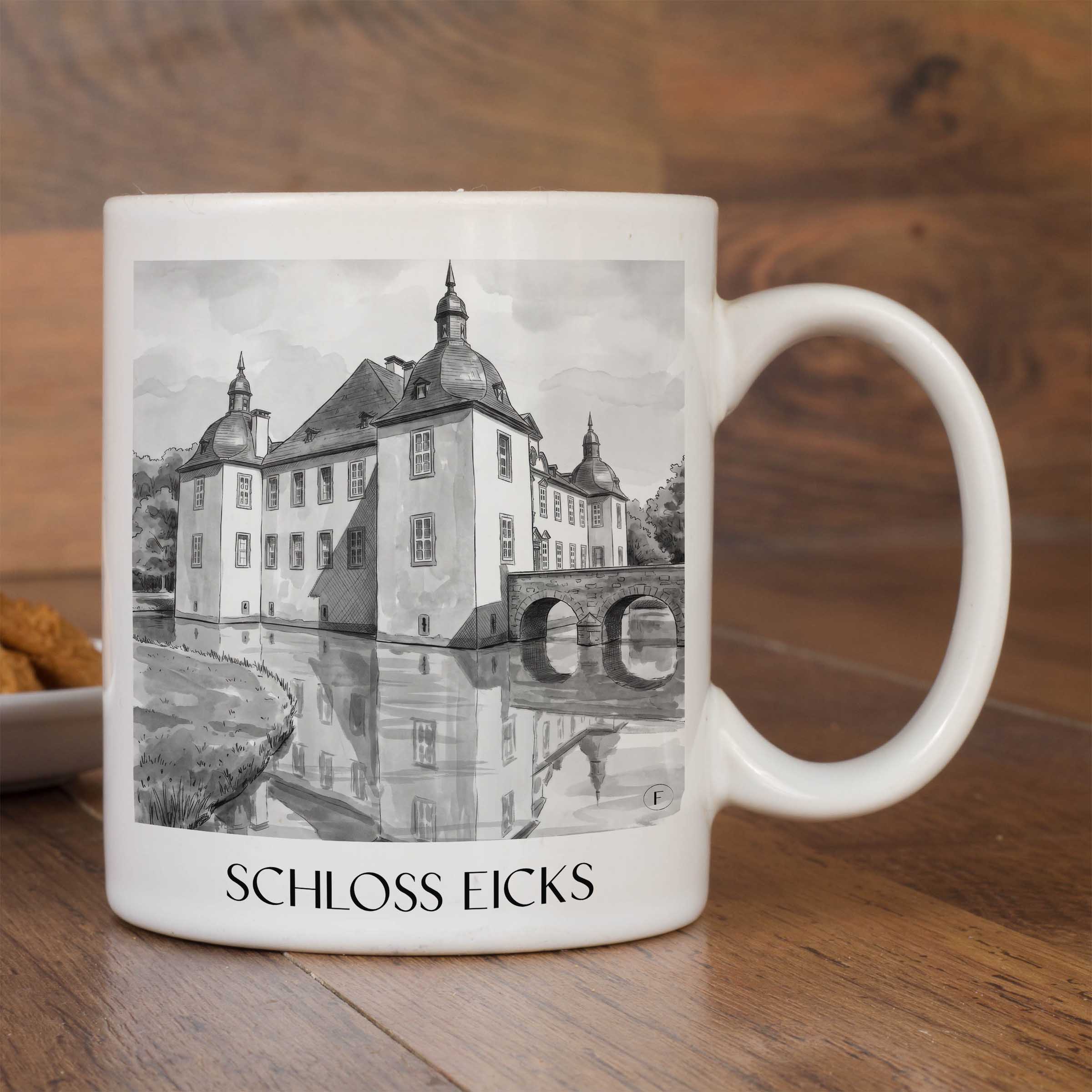 schloss-eicks-eifel-deutschland-kaffeebecher-aquarell-schwarz-weiss