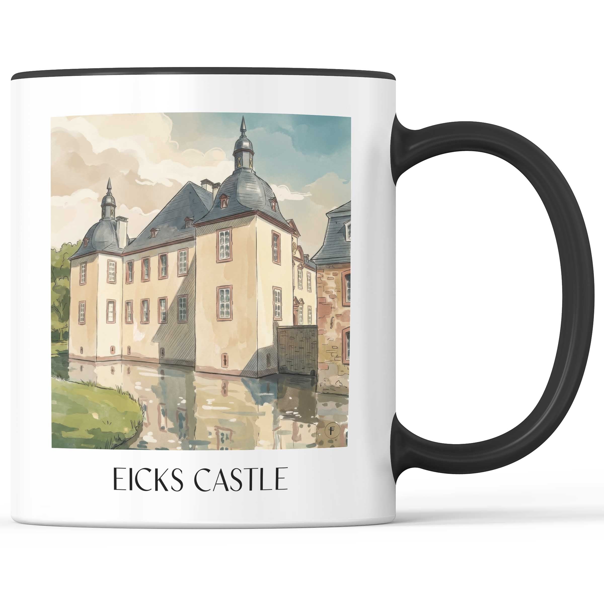 Schloss Eicks Kaffeebecher - Eifel - Deutschland Becher - Kaffeetasse im Aquarell Stil - favplace