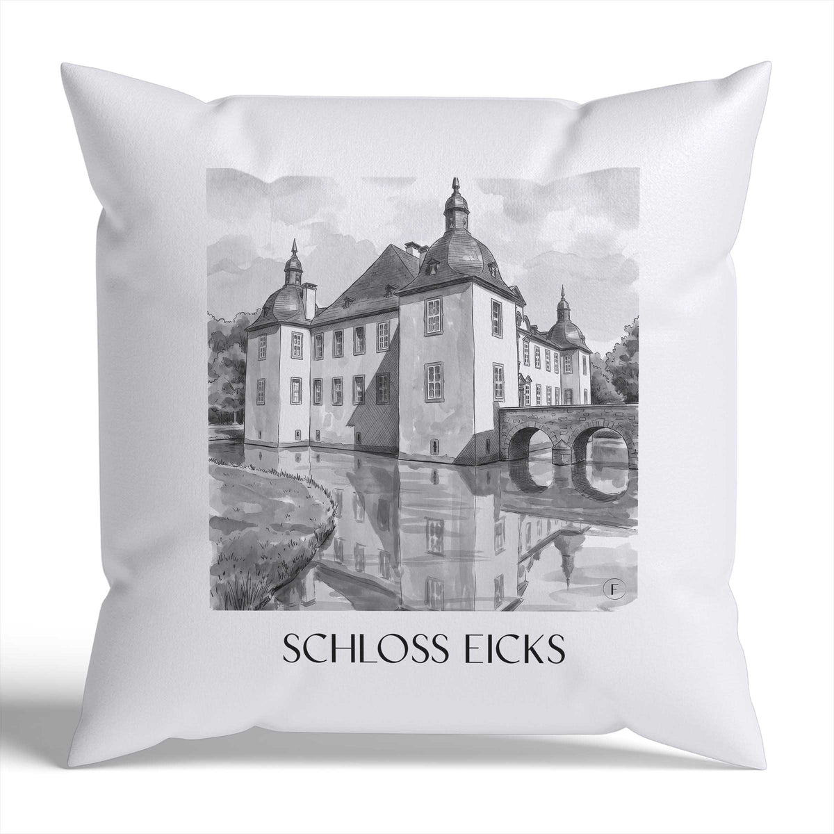 schloss-eicks-eifel-deutschland-kissenbezug-aquarell-schwarz-weiss