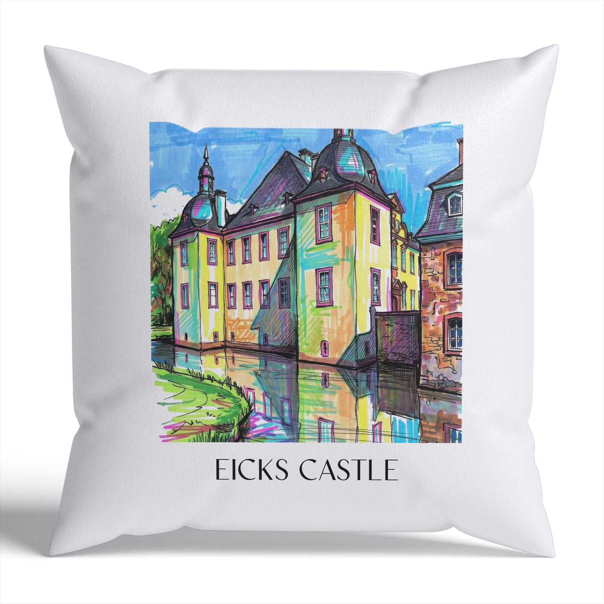 Schloss Eicks Kissenhülle - Zierkissen Bezug - Eifel - Deutschland Kissen bzw. Kissenbezug im Tag Graffiti Stil - favplace