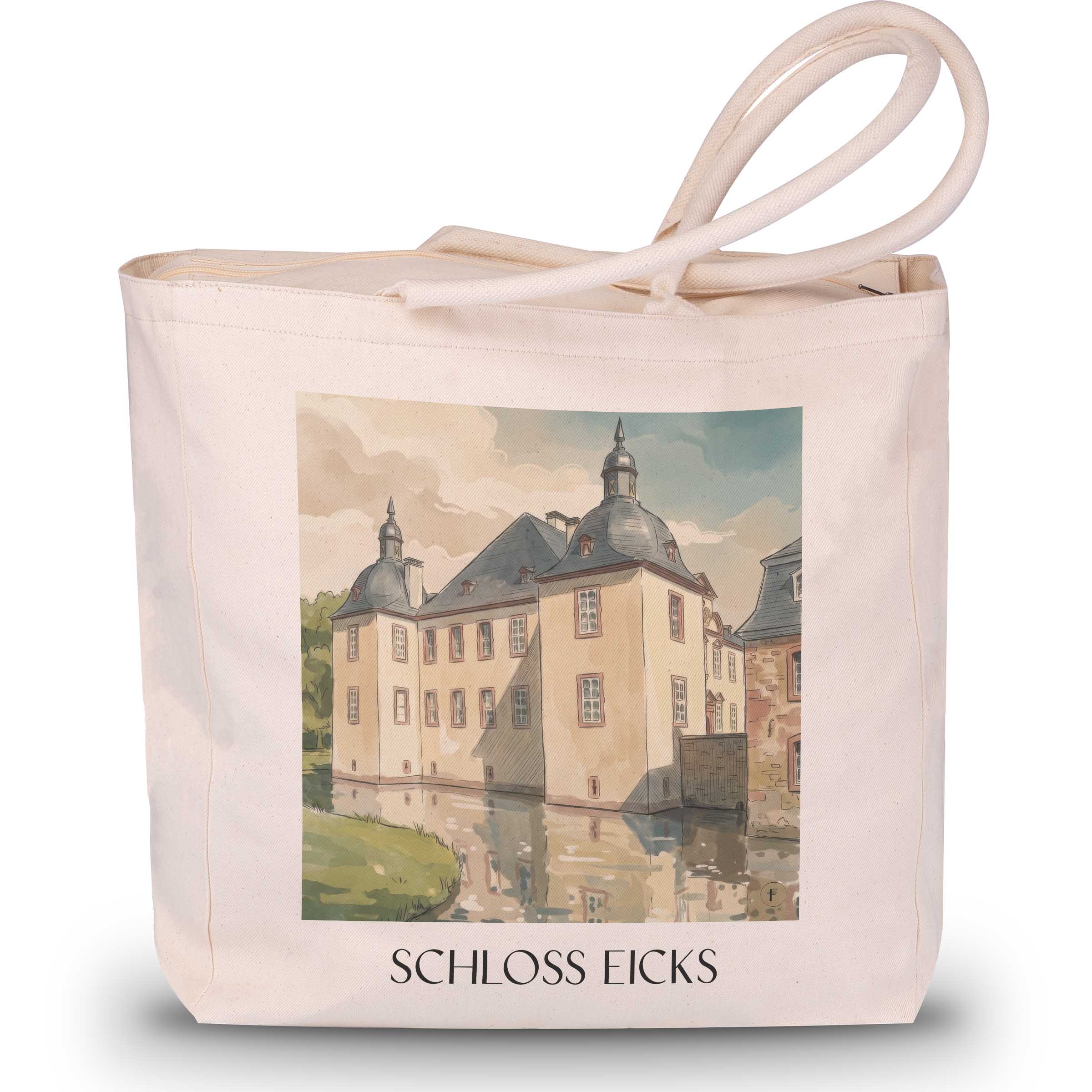 schloss-eicks-eifel-deutschland-einkaufstasche-aquarell