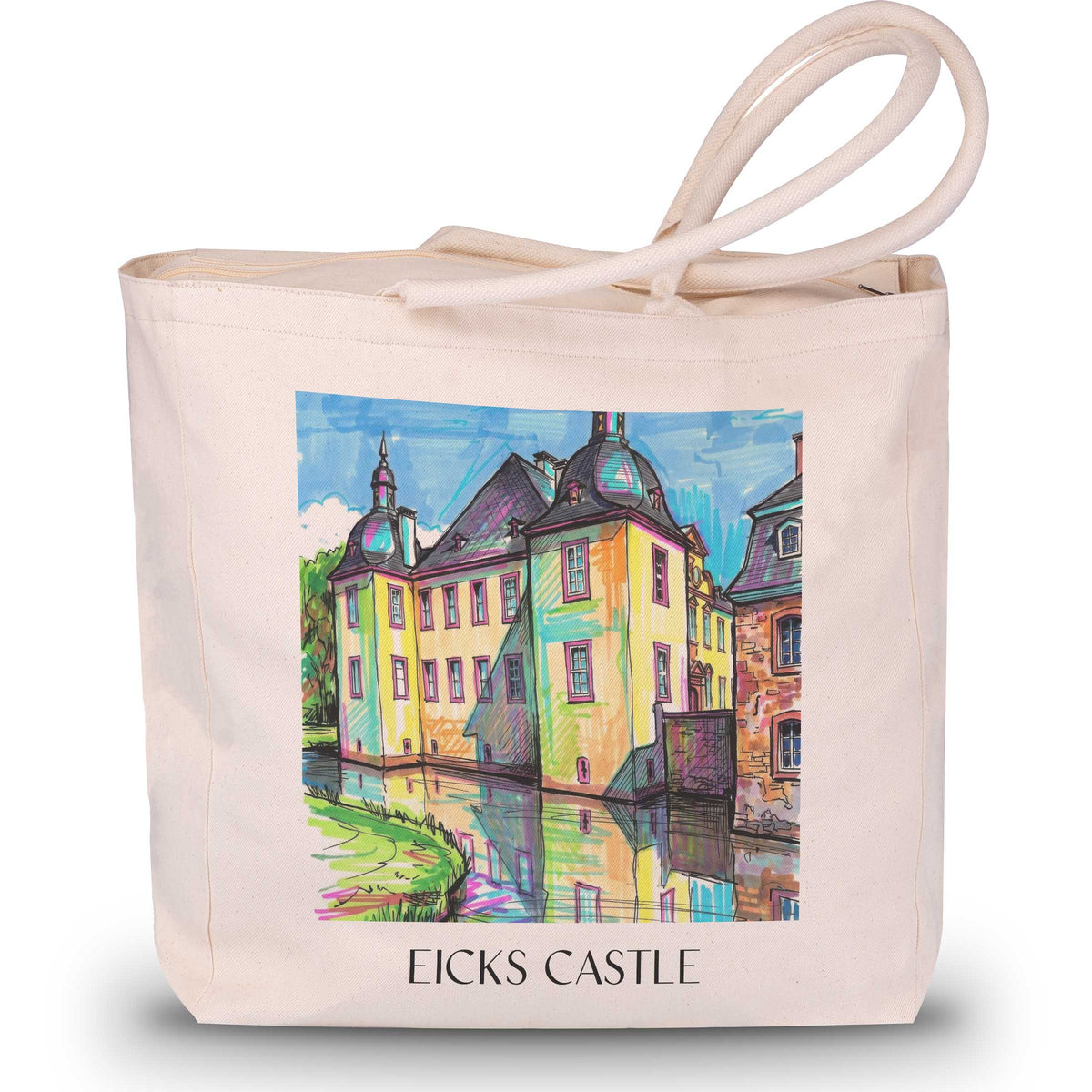 Schloss Eicks Shopping Tasche - Eifel - Deutschland Tote Bag - Einkaufstasche im Tag Graffiti Stil - favplace