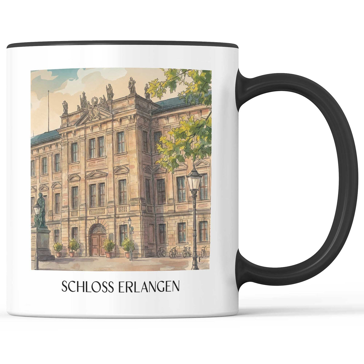 schloss-erlangen-bayern-deutschland-kaffeebecher-aquarell