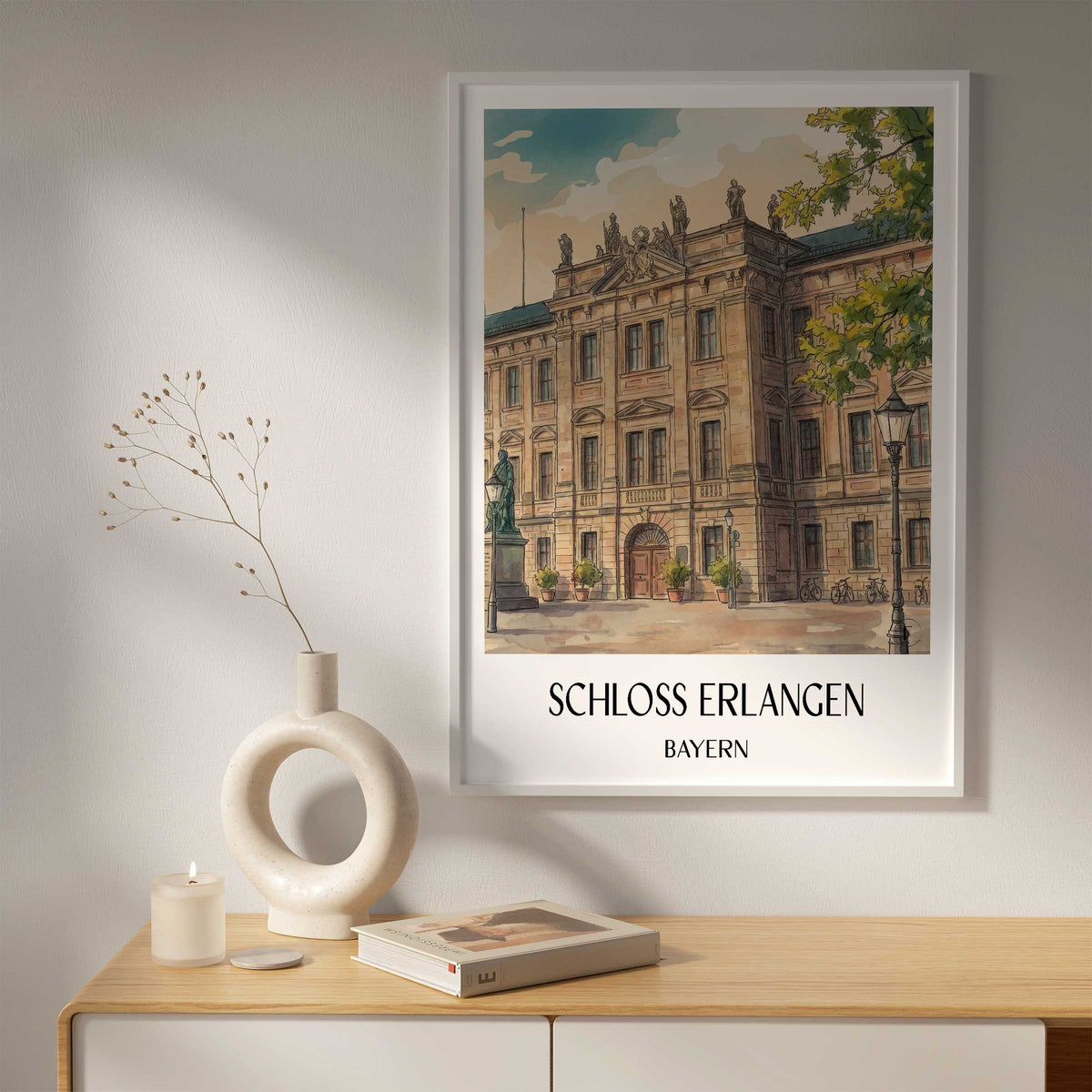 schloss-erlangen-bayern-deutschland-poster-aquarell