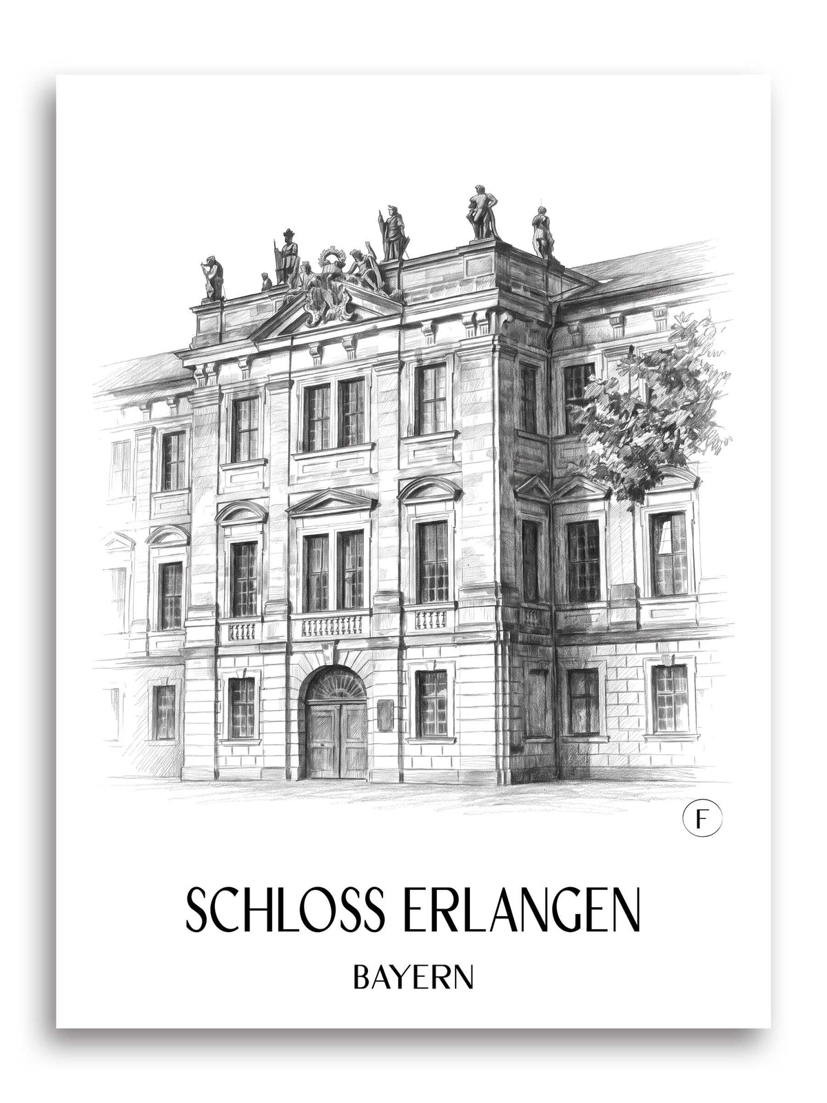 schloss-erlangen-bayern-deutschland-poster-bleistift-zeichnung-drawing