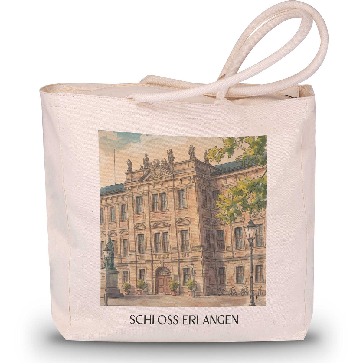 schloss-erlangen-bayern-deutschland-einkaufstasche-aquarell