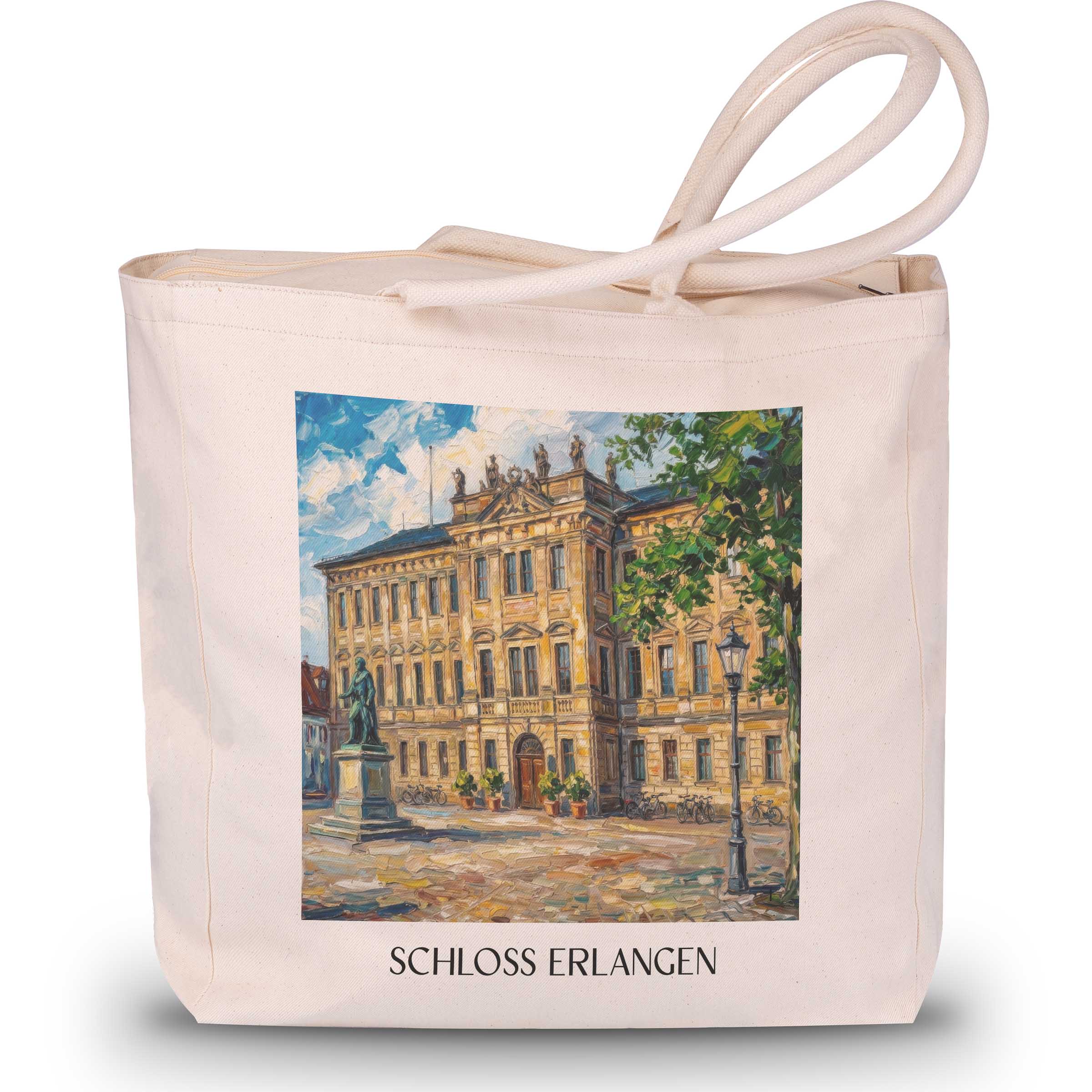 schloss-erlangen-bayern-deutschland-einkaufstasche-oil-painting-oelgemaelde