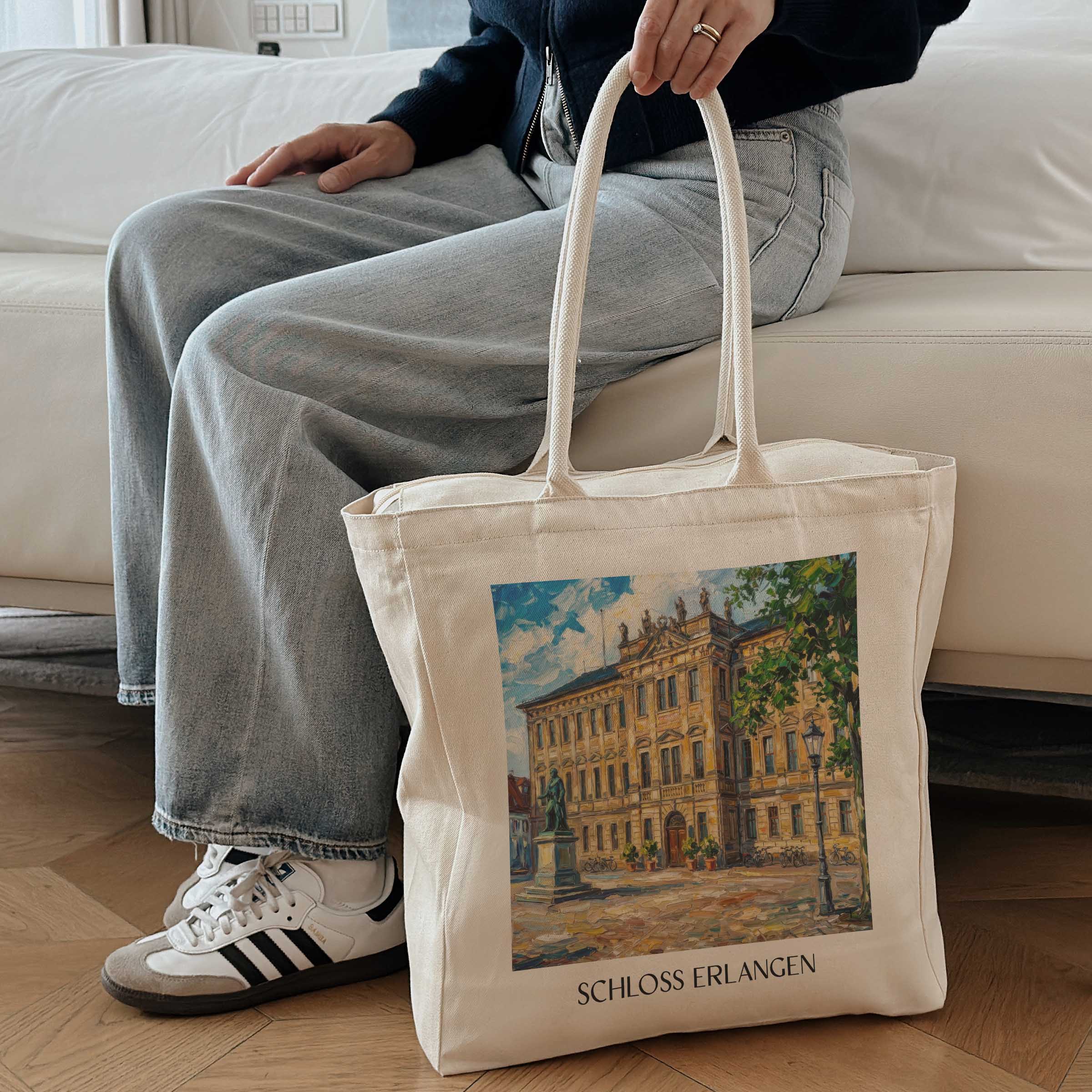 schloss-erlangen-bayern-deutschland-einkaufstasche-oil-painting-oelgemaelde