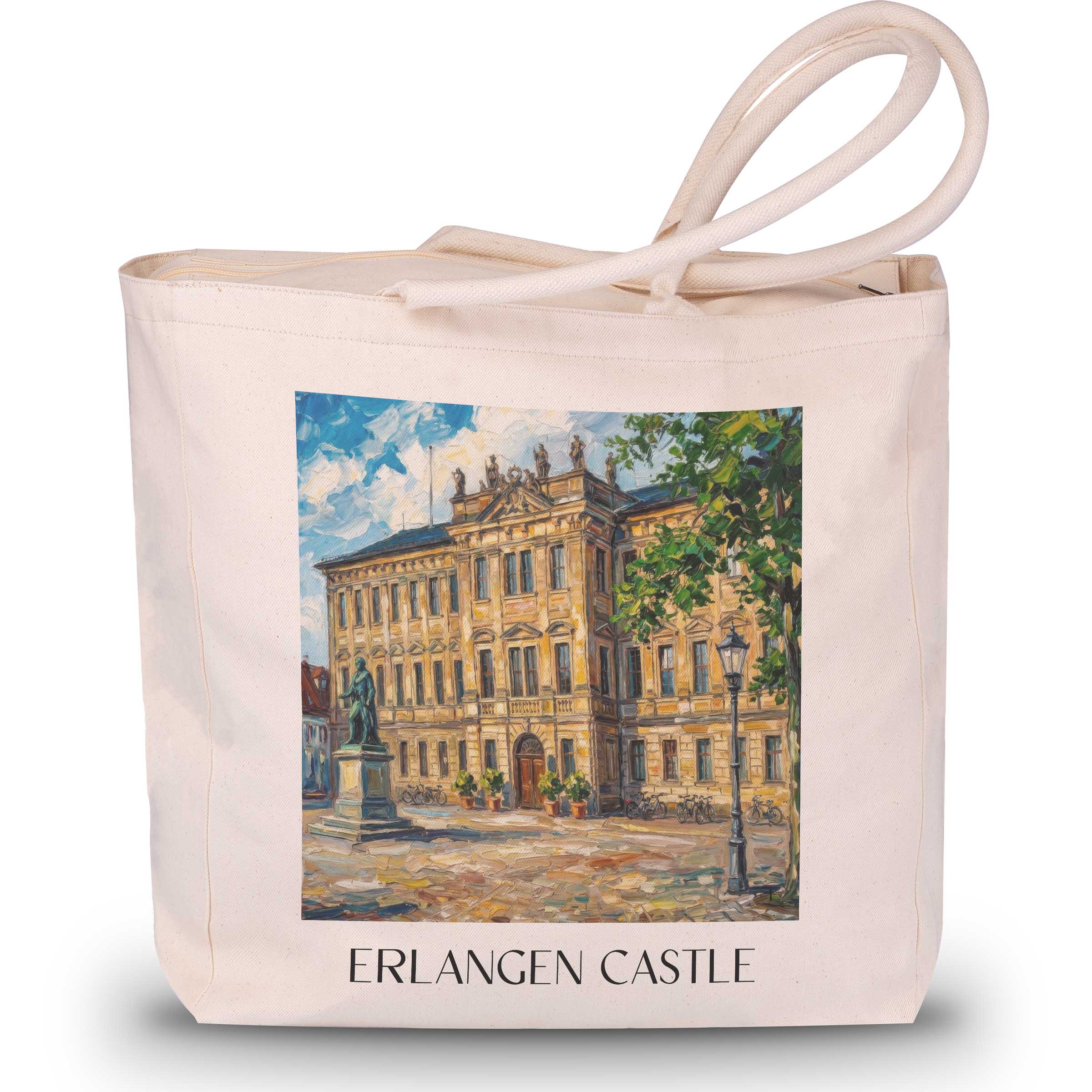 Schloss Erlangen Shopping Tasche - Bayern - Deutschland Tote Bag - Einkaufstasche im Ölgemälde Stil - favplace
