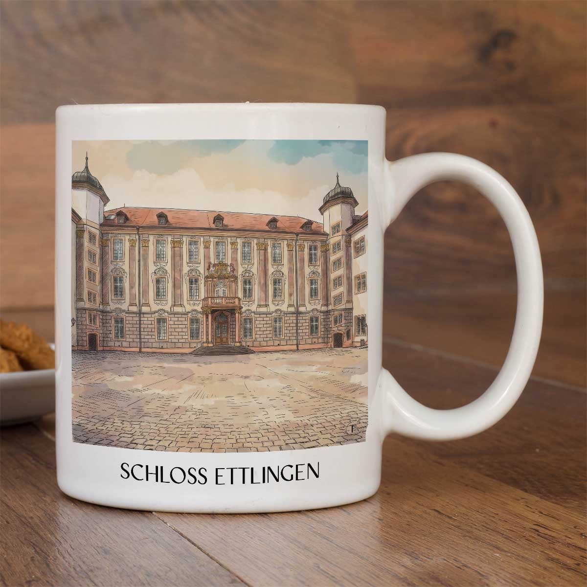schloss-ettlingen-schwarzwald-deutschland-kaffeebecher-aquarell