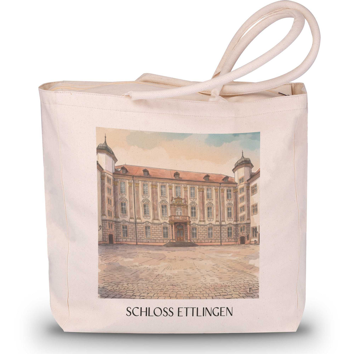 schloss-ettlingen-schwarzwald-deutschland-einkaufstasche-aquarell