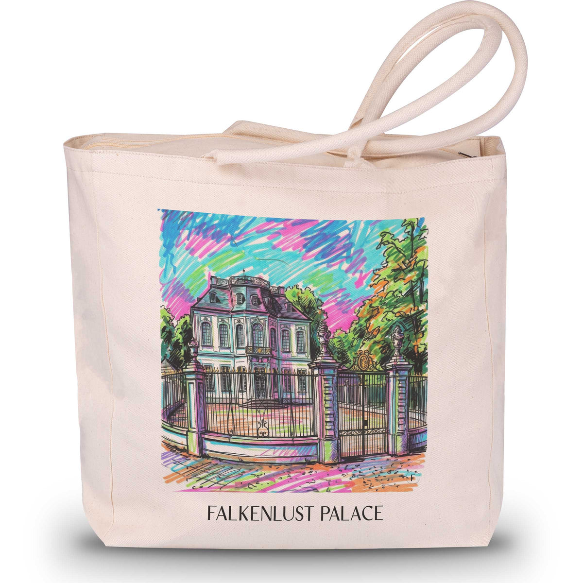 Schloss Falkenlust Shopping Tasche - Brühl - Deutschland Tote Bag - Einkaufstasche im Tag Graffiti Stil - favplace