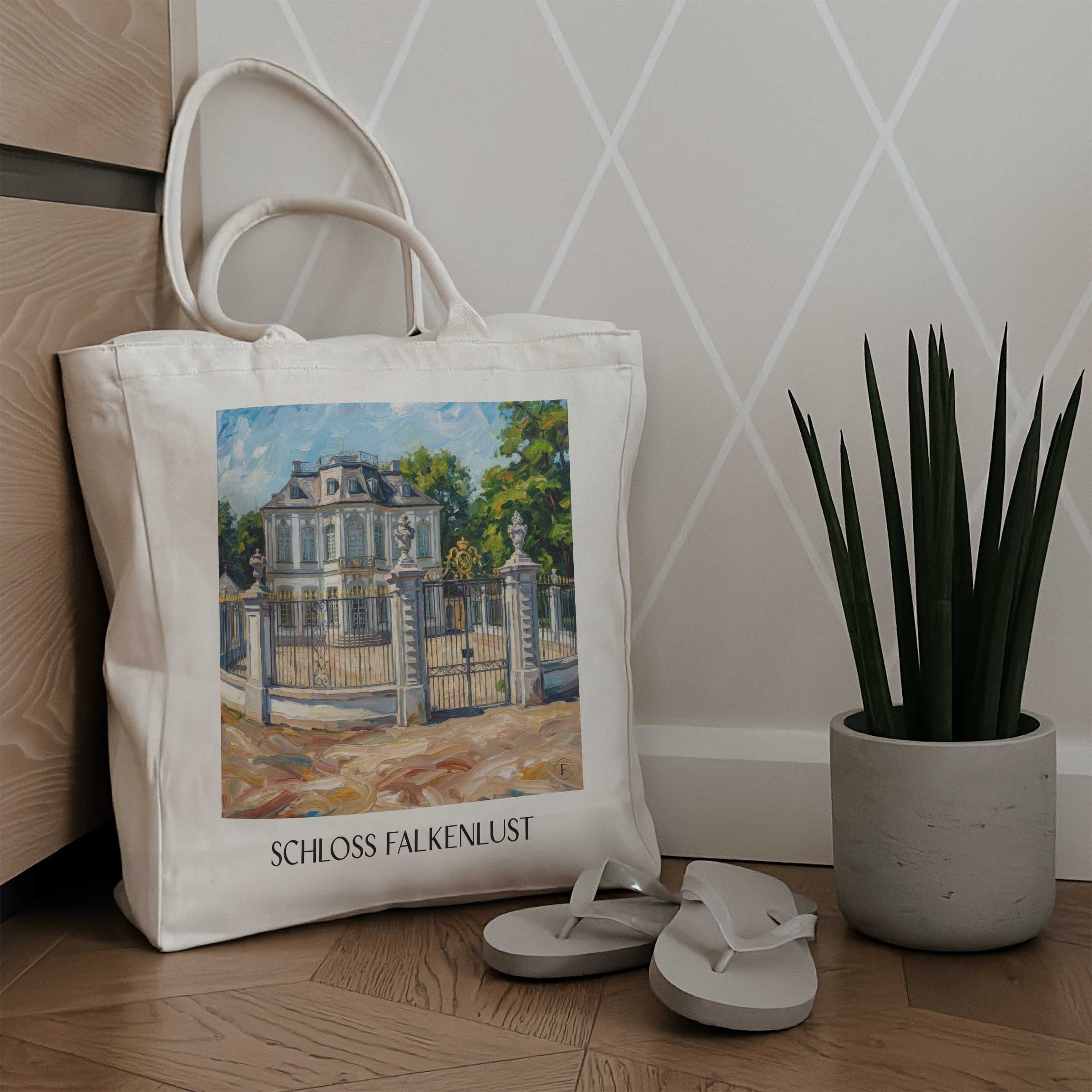 schloss-falkenlust-brühl-deutschland-einkaufstasche-oil-painting-oelgemaelde