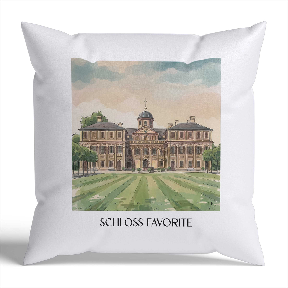 schloss-favorite-rastatt-deutschland-kissenbezug-aquarell