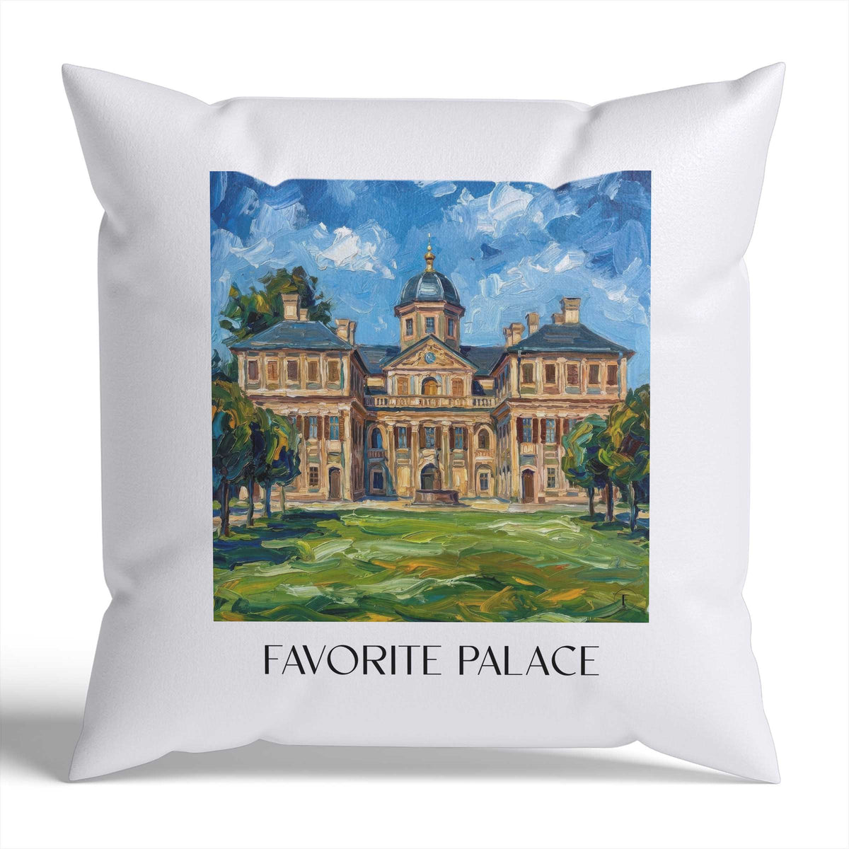Schloss Favorite Kissenhülle - Zierkissen Bezug - Rastatt - Deutschland Kissen bzw. Kissenbezug im Ölgemälde Stil - favplace