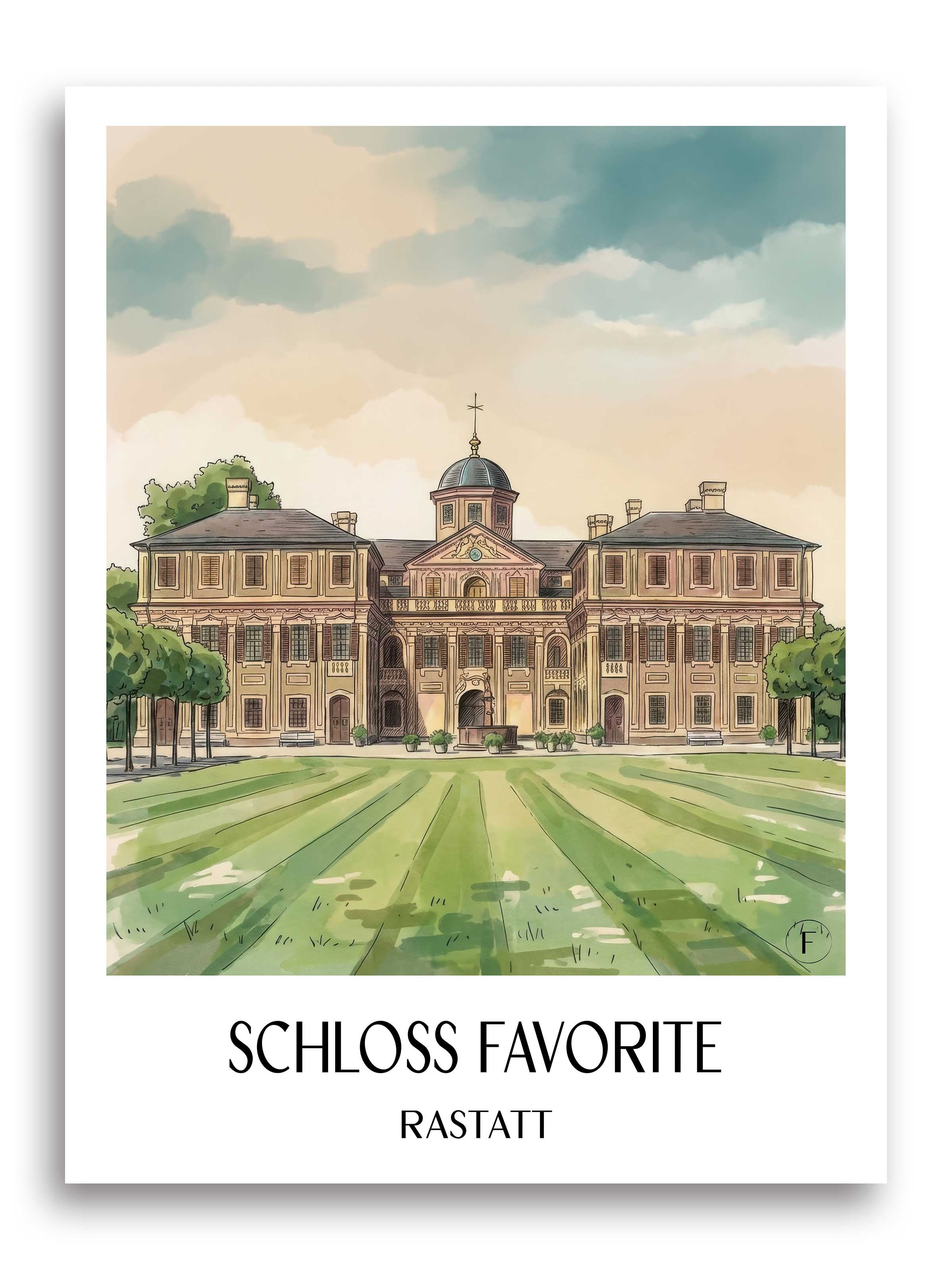schloss-favorite-rastatt-deutschland-poster-aquarell