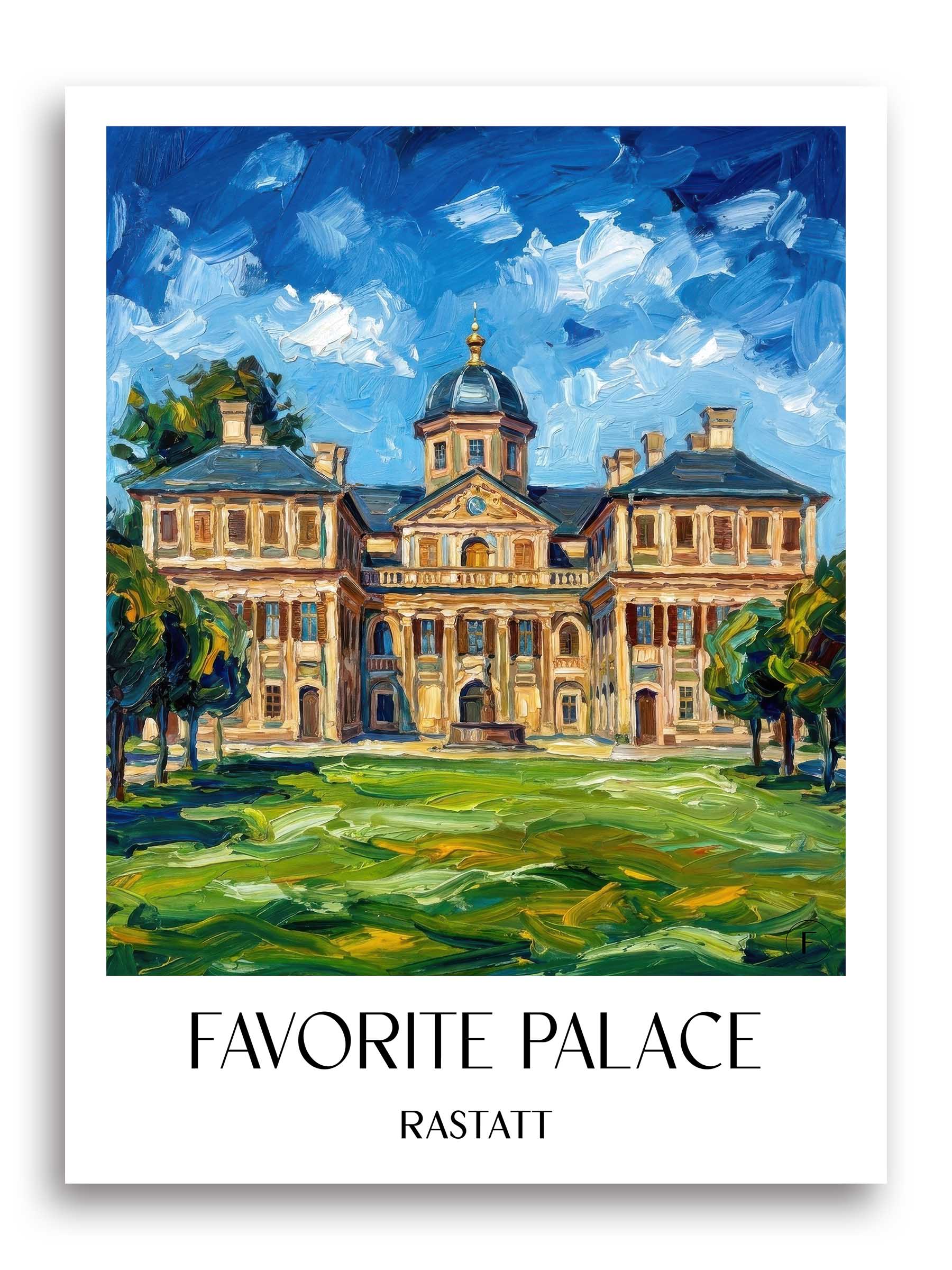 Schloss Favorite Poster - Rastatt - Deutschland Kunstdruck - Ölgemälde von A4 bis A1 - favplace