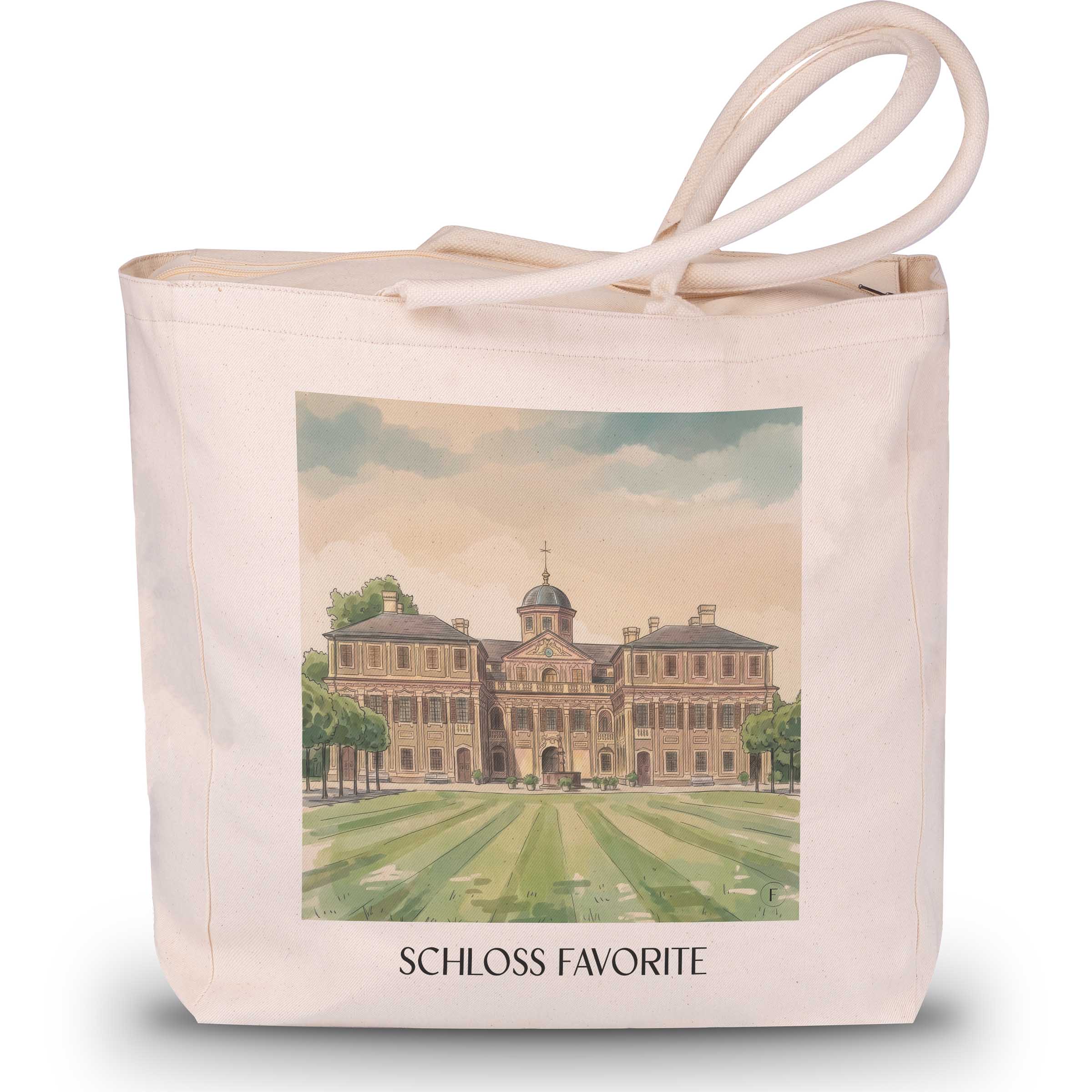schloss-favorite-rastatt-deutschland-einkaufstasche-aquarell