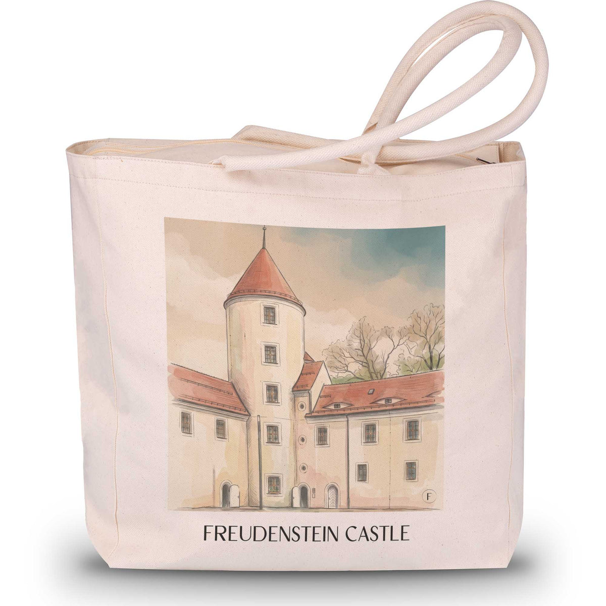 Schloss Freudenstein Shopping Tasche - Freiberg - Deutschland Tote Bag - Einkaufstasche im Aquarell Stil - favplace