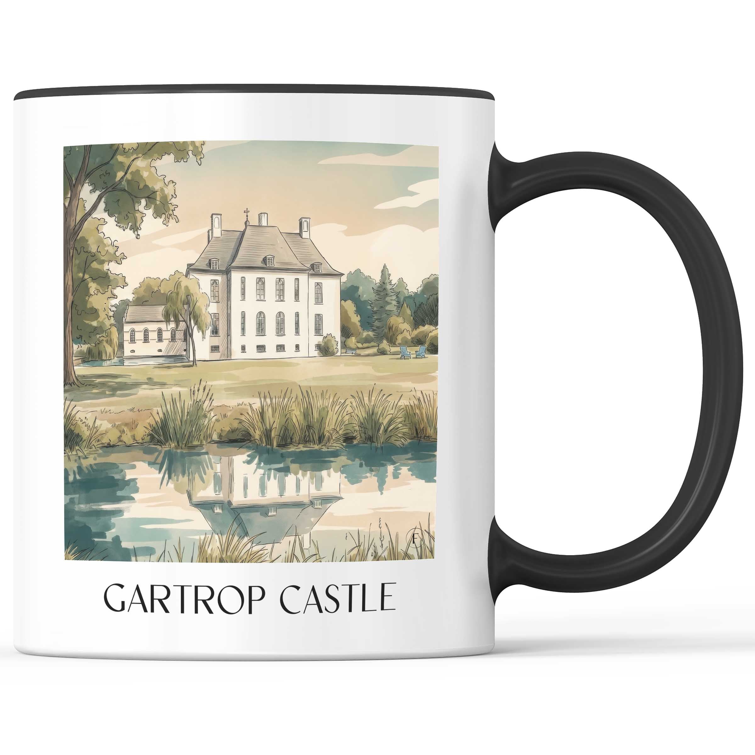 Schloss Gartrop Kaffeebecher - Niederrhein - Deutschland Becher - Kaffeetasse im Aquarell Stil - favplace