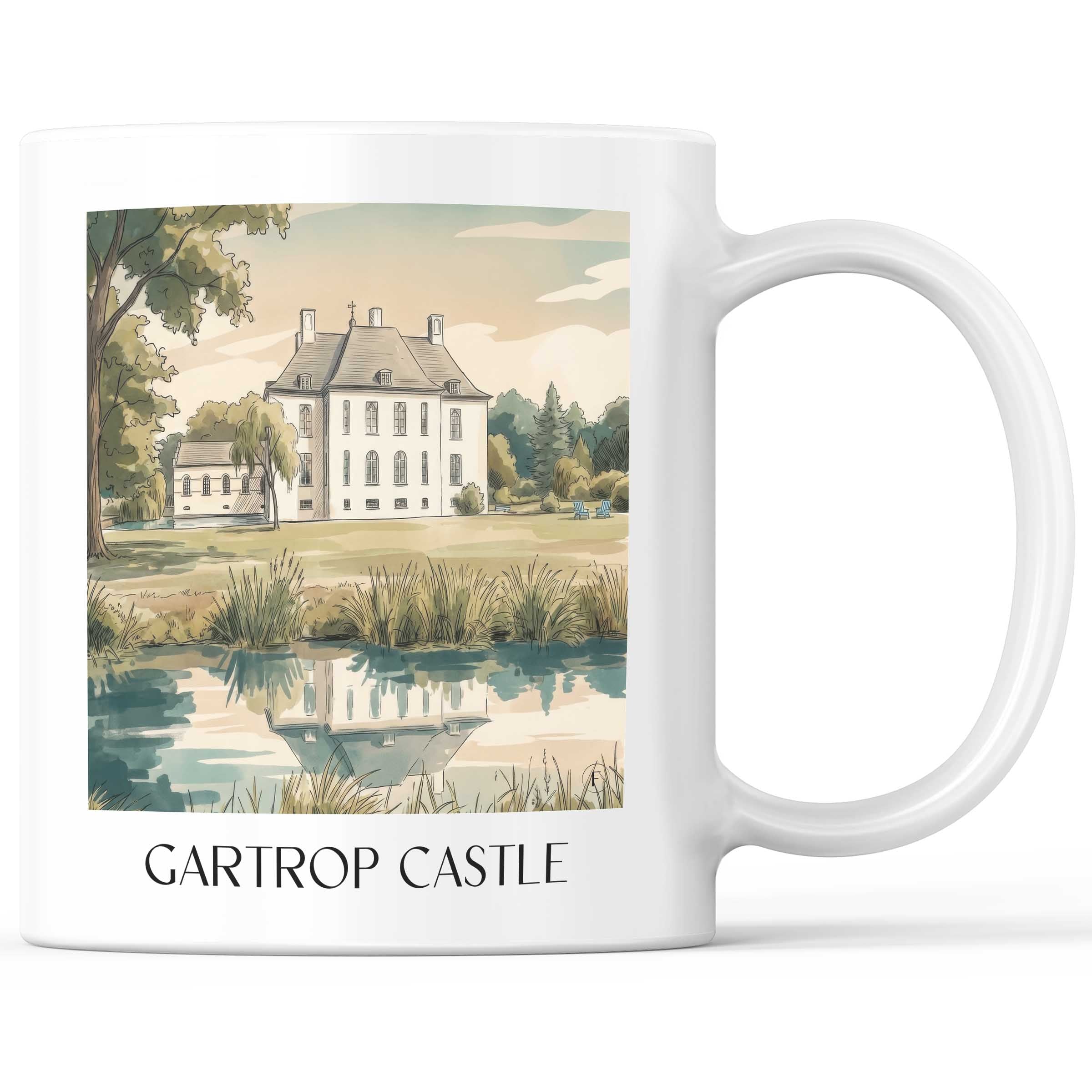Schloss Gartrop Kaffeebecher - Niederrhein - Deutschland Becher - Kaffeetasse im Aquarell Stil - favplace