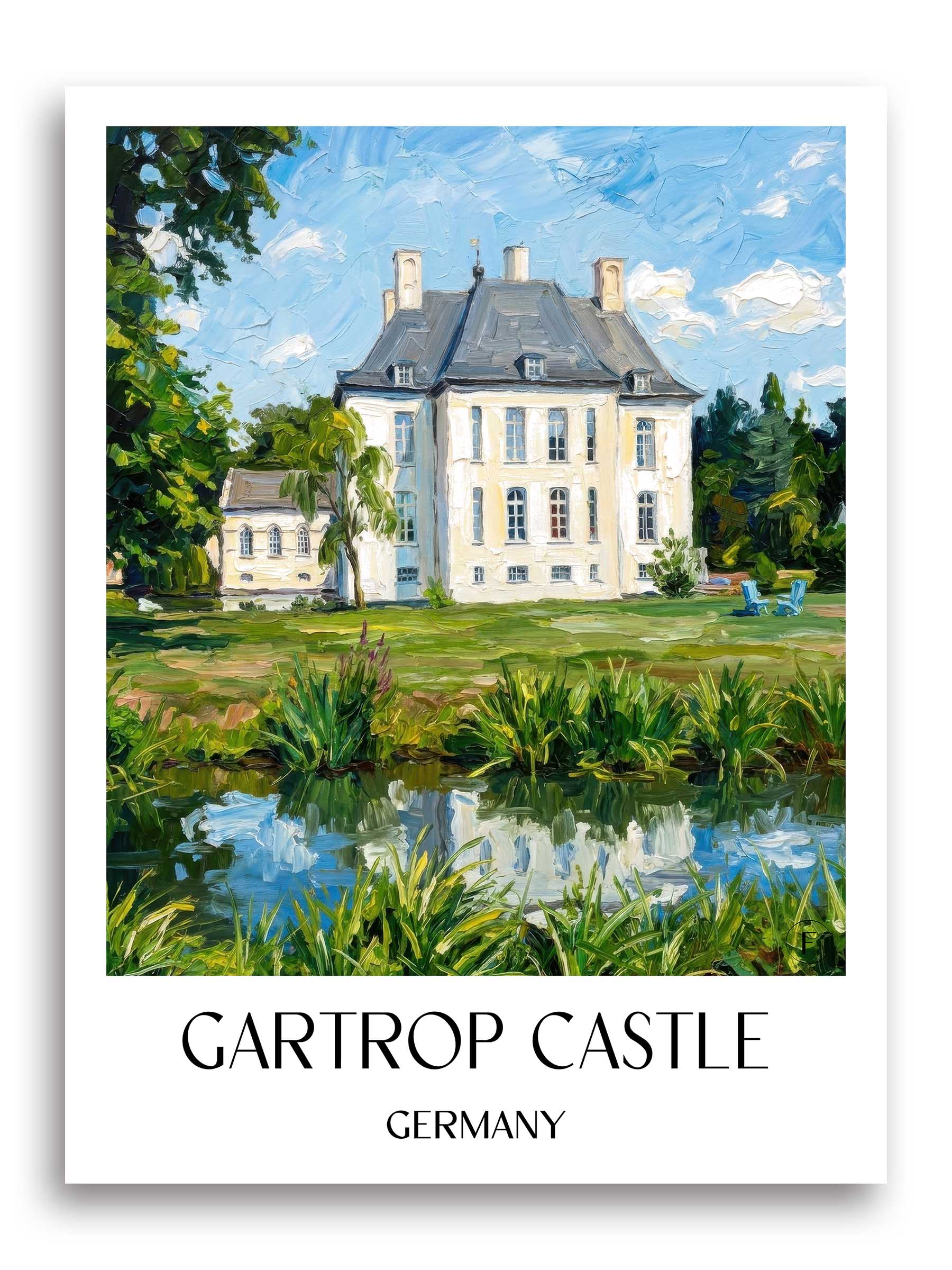 Schloss Gartrop Poster - Niederrhein - Deutschland Kunstdruck - Ölgemälde von A4 bis A1 - favplace