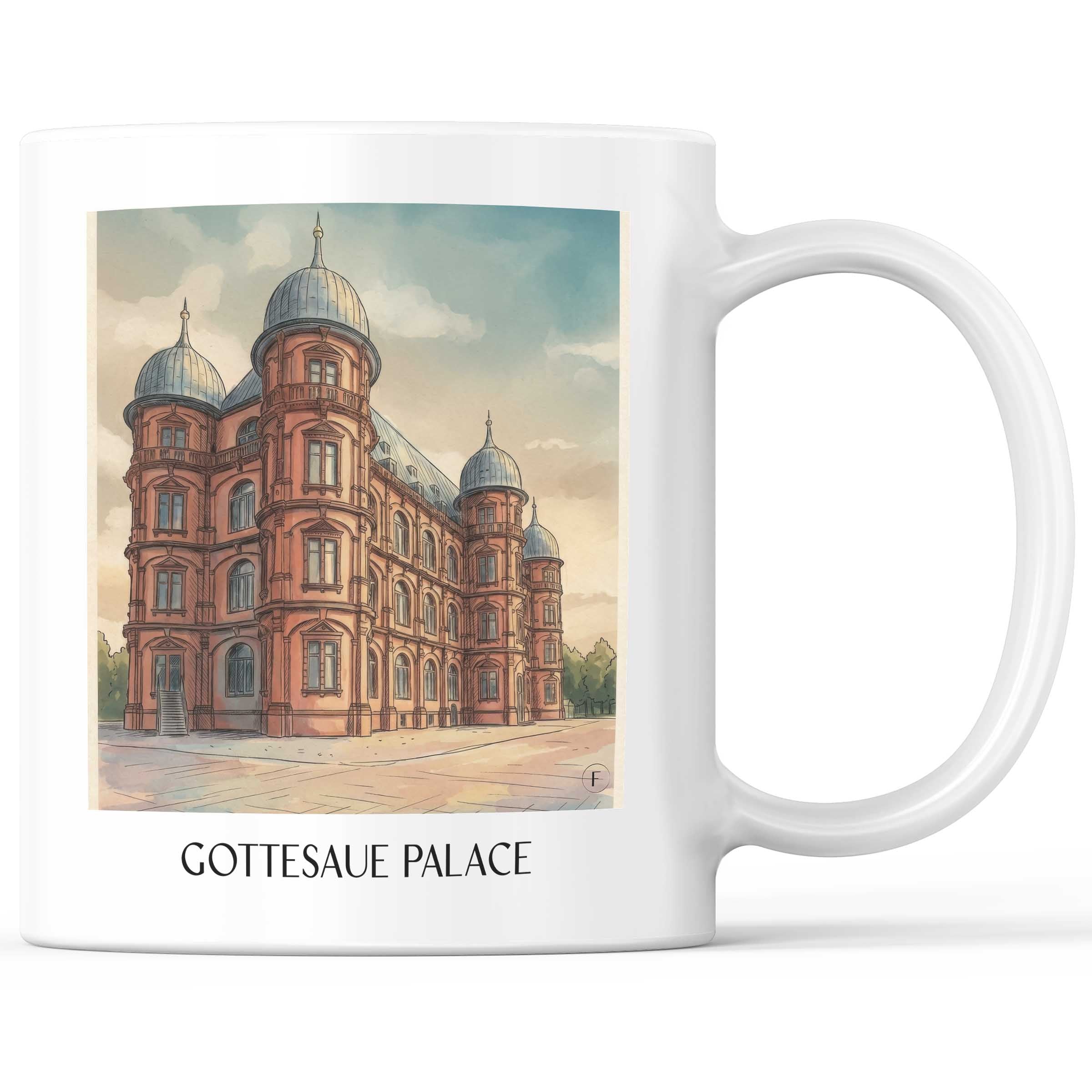 Schloss Gottesaue Kaffeebecher - Karlsruhe - Deutschland Becher - Kaffeetasse im Aquarell Stil - favplace