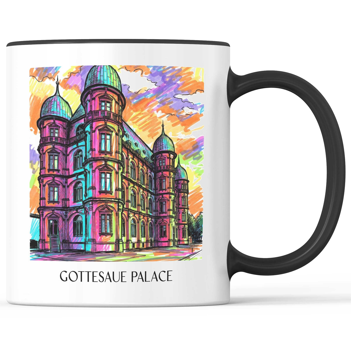 Schloss Gottesaue Kaffeebecher - Karlsruhe - Deutschland Becher - Kaffeetasse im Tag Graffiti Stil - favplace