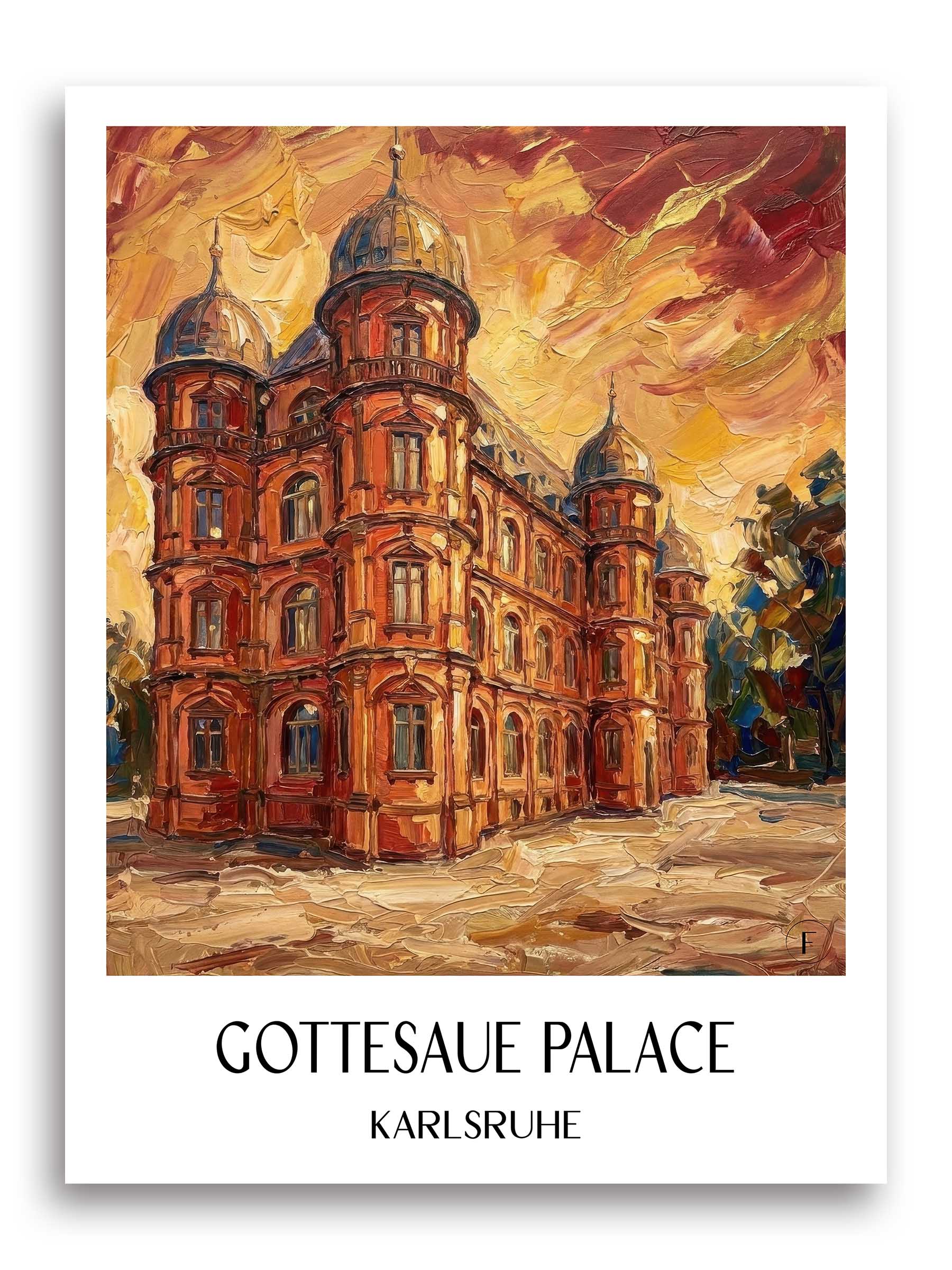 Schloss Gottesaue Poster - Karlsruhe - Deutschland Kunstdruck - Ölgemälde von A4 bis A1 - favplace