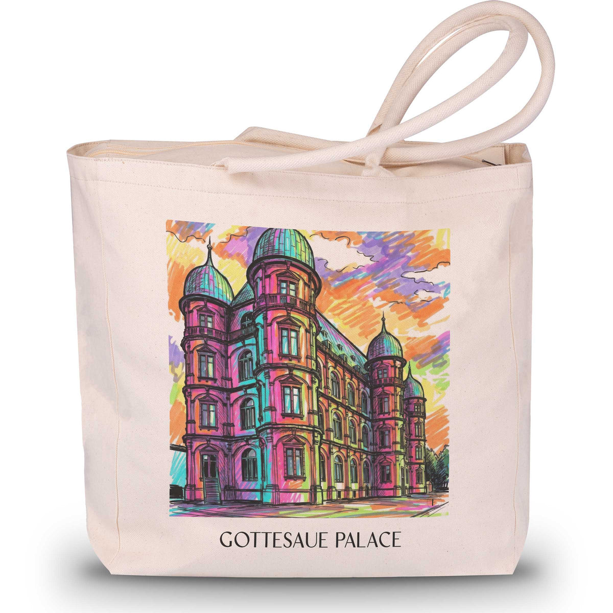 Schloss Gottesaue Shopping Tasche - Karlsruhe - Deutschland Tote Bag - Einkaufstasche im Tag Graffiti Stil - favplace