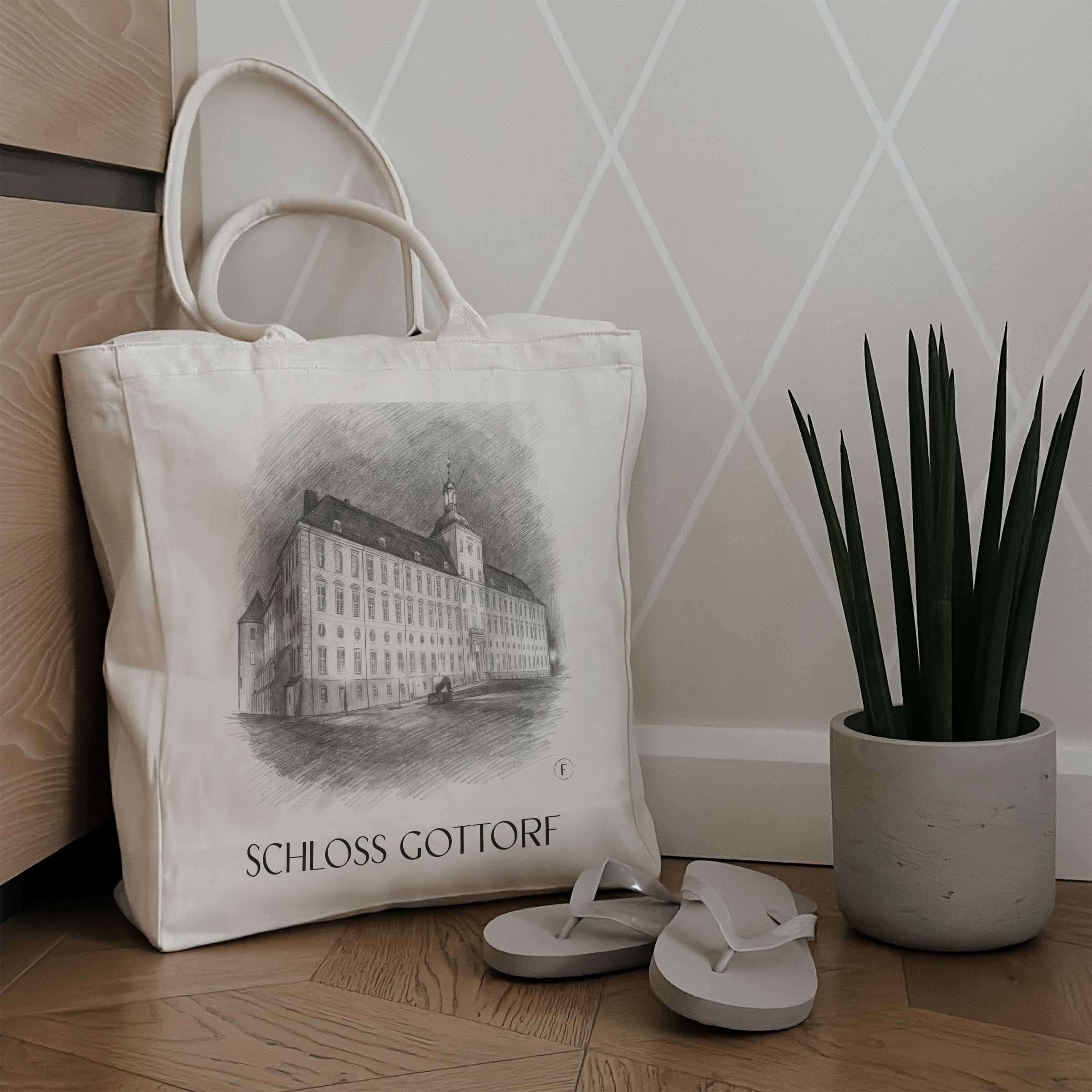 schloss-gottorf-schleswig-deutschland-einkaufstasche-bleistift-zeichnung-drawing