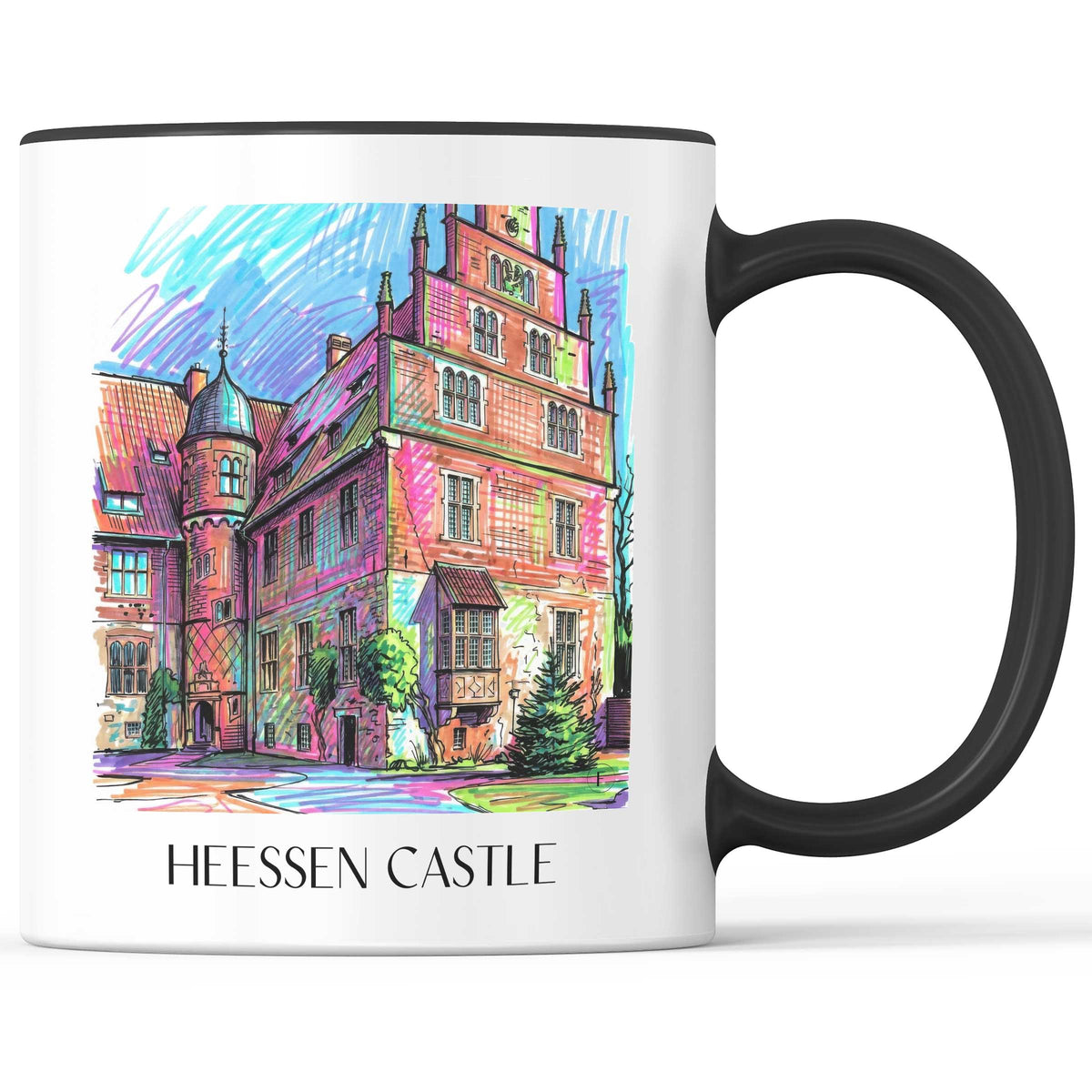 Schloss Heessen Kaffeebecher - Hamm - Deutschland Becher - Kaffeetasse im Tag Graffiti Stil - favplace