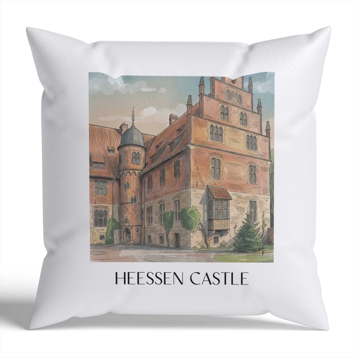 Schloss Heessen Kissenhülle - Zierkissen Bezug - Hamm - Deutschland Kissen bzw. Kissenbezug im Aquarell Stil - favplace