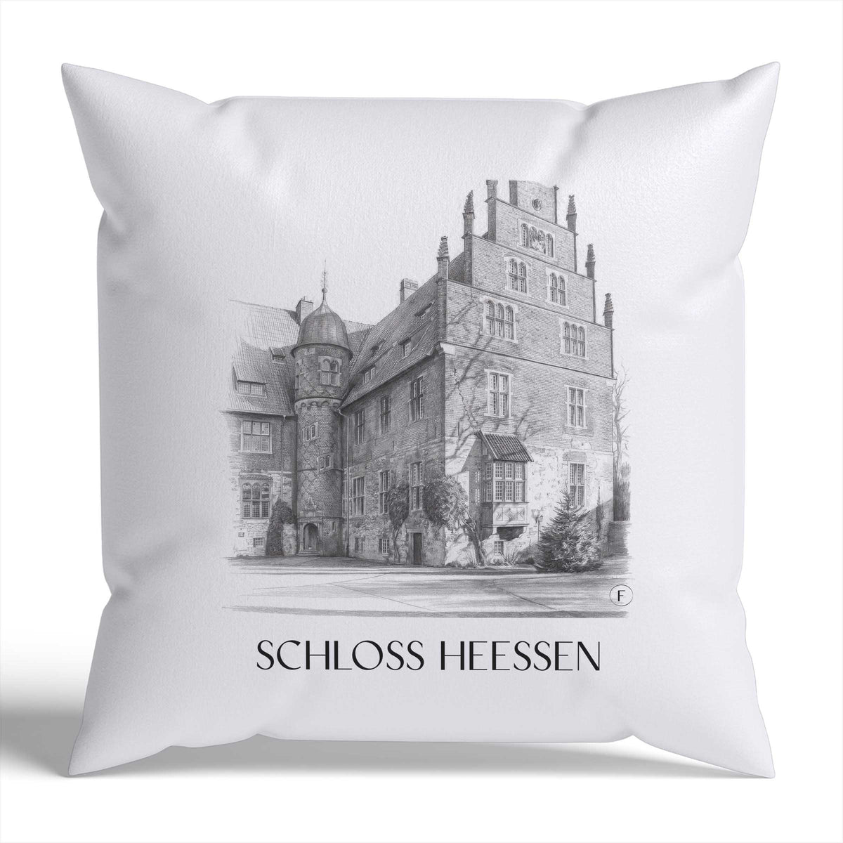 schloss-heessen-hamm-deutschland-kissenbezug-bleistift-zeichnung-drawing