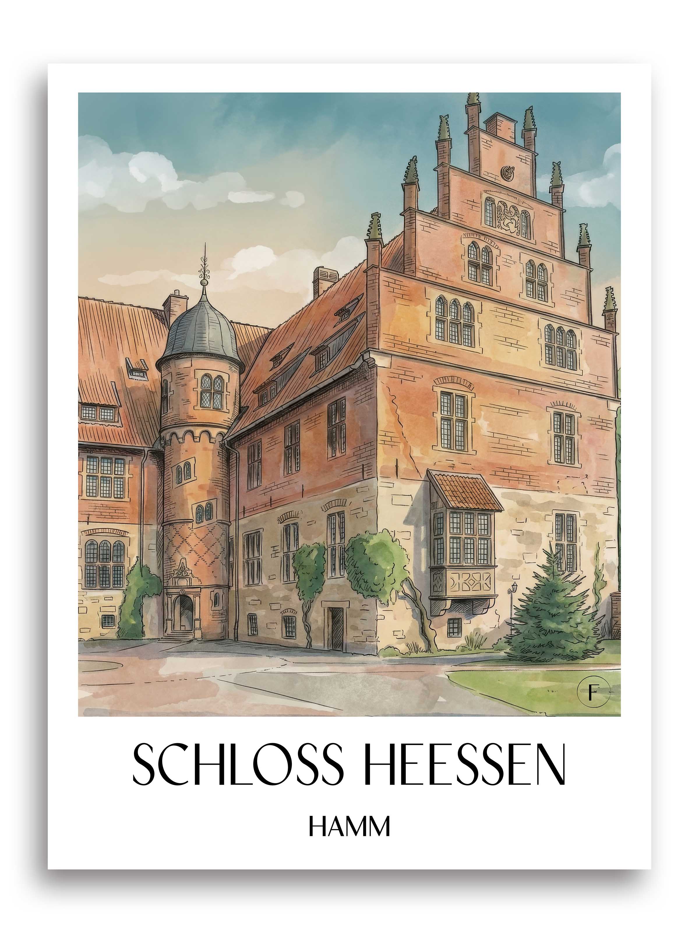 schloss-heessen-hamm-deutschland-poster-aquarell