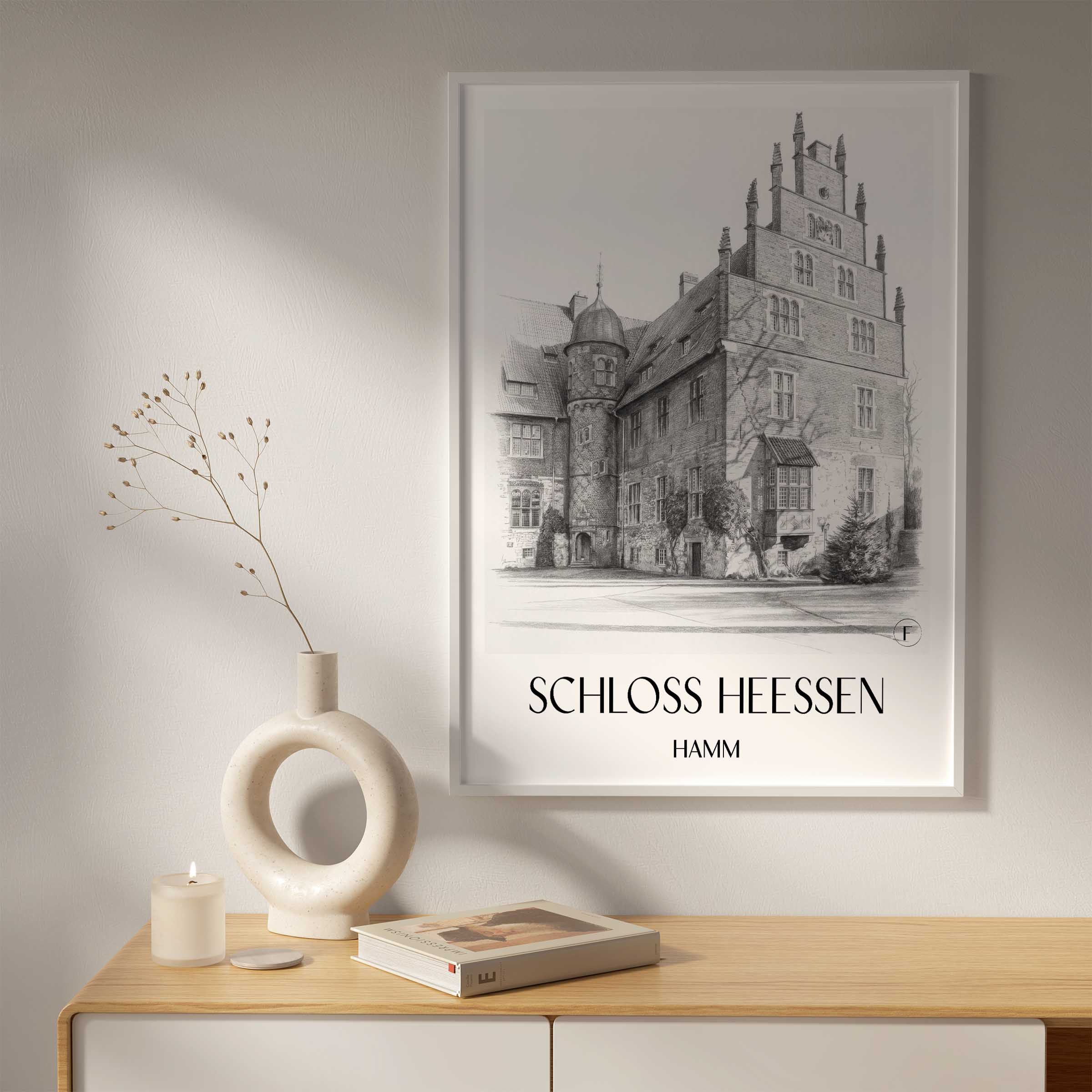 schloss-heessen-hamm-deutschland-poster-bleistift-zeichnung-drawing