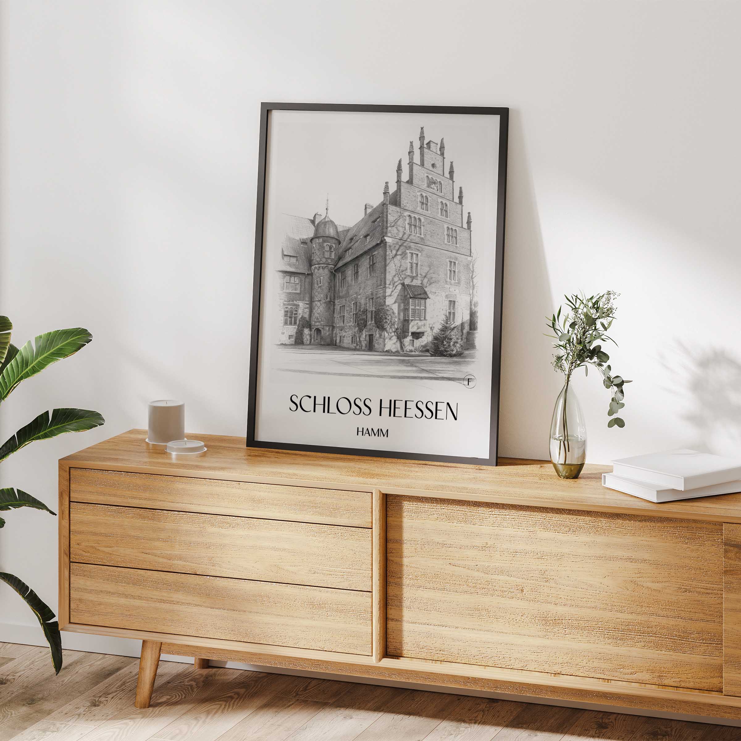 schloss-heessen-hamm-deutschland-poster-bleistift-zeichnung-drawing